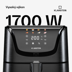 Klarstein AeroVital Deluxe teplovzdušná fritéza, 1700 W, 8 programov, vrátane príslušenstva, 200°C, Časovač