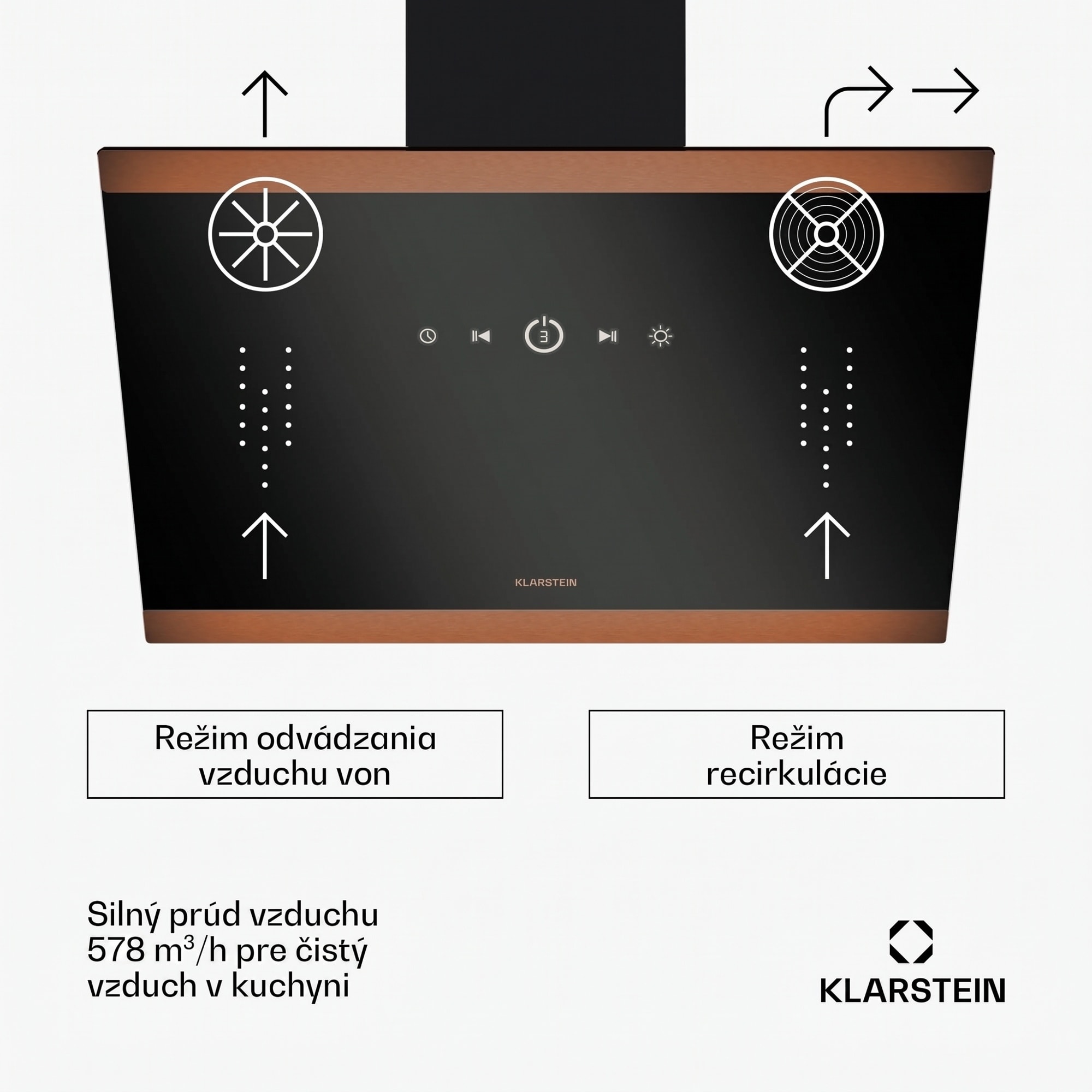 Klarstein FlashLine 60 digestor, A++, 578 m³/h, 3 úrovne, dotykový, tichý, LED, odsávanie/recirkulácia, 100 W – Obrázok 2