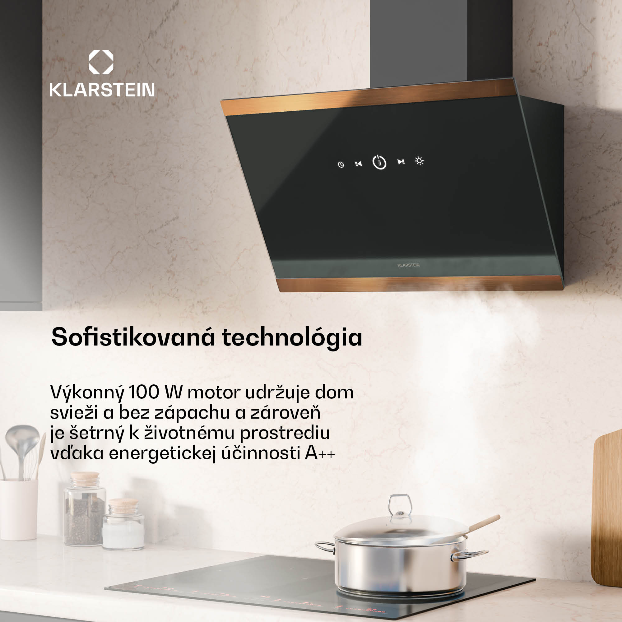 Klarstein FlashLine 60 digestor, A++, 578 m³/h, 3 úrovne, dotykový, tichý, LED, odsávanie/recirkulácia, 100 W – Obrázok 3
