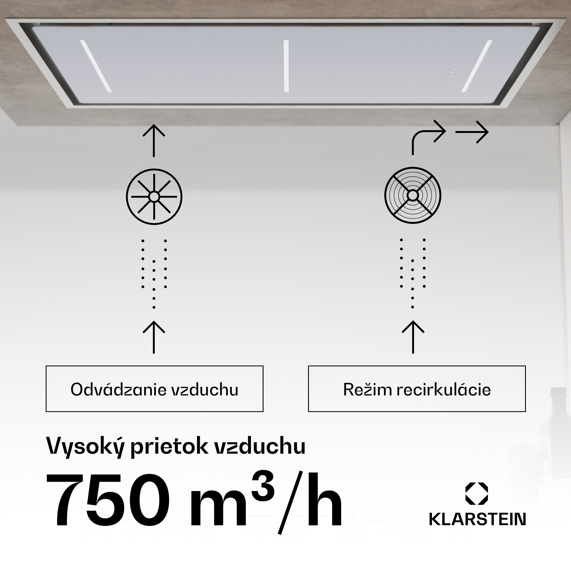 Klarstein LuxeAir digestor, 110 cm, WLAN + Bluetooth, LED, 523 m³/h, odsávanie/recirkulácia, EEC: A – Obrázok 2