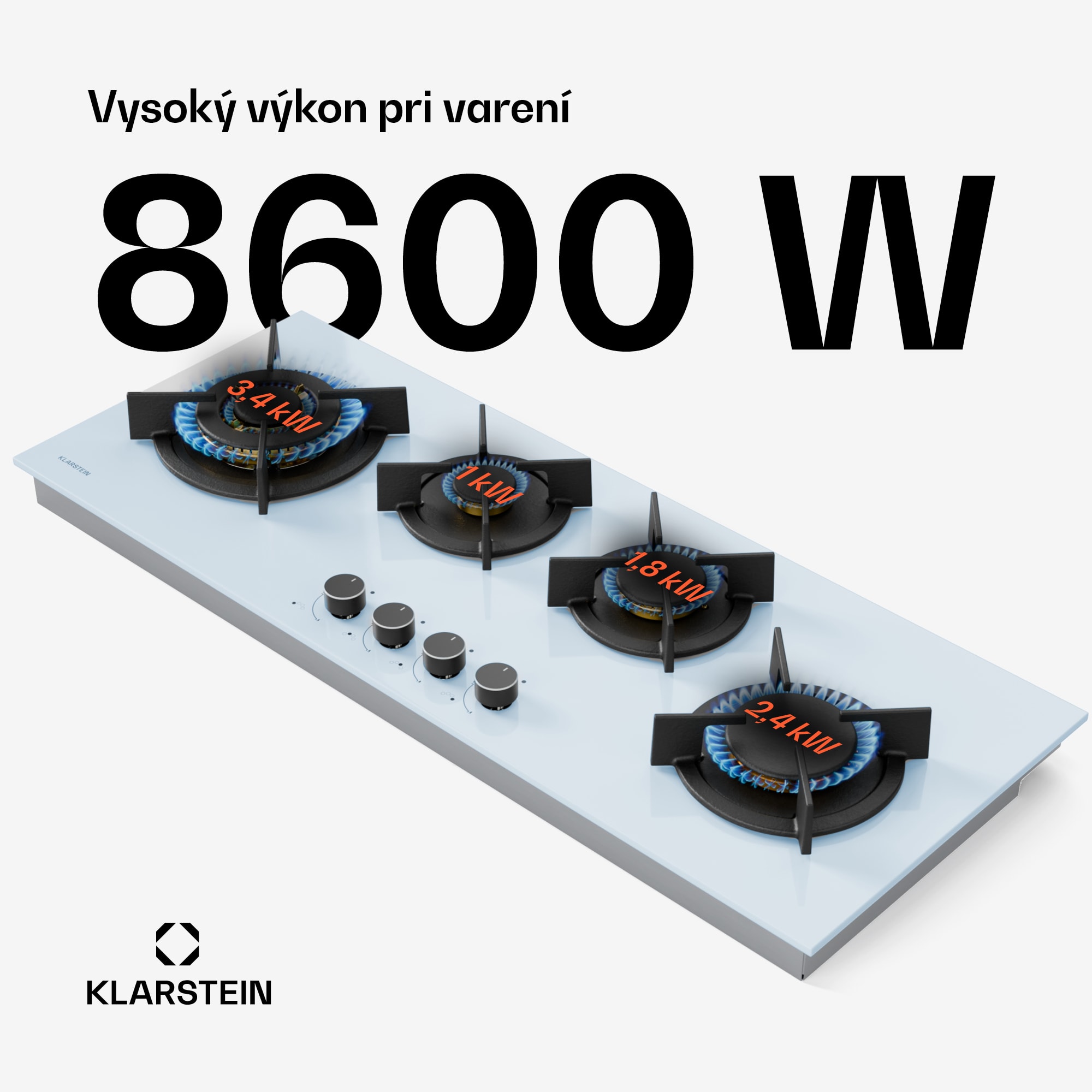 Klarstein Goldflame 4 Slim plynová varná doska, 4 horáky, na kvapalný alebo zemný plyn, elektrické zapaľovanie – Obrázok 2