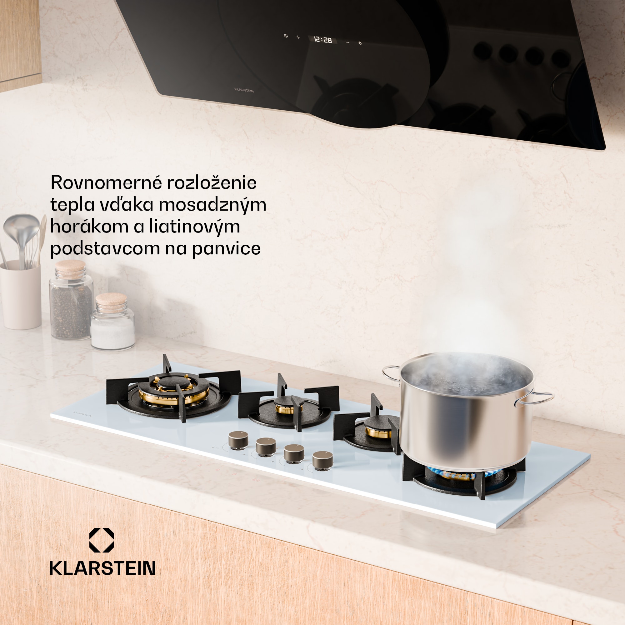 Klarstein Goldflame 4 Slim plynová varná doska, 4 horáky, na kvapalný alebo zemný plyn, elektrické zapaľovanie – Obrázok 4
