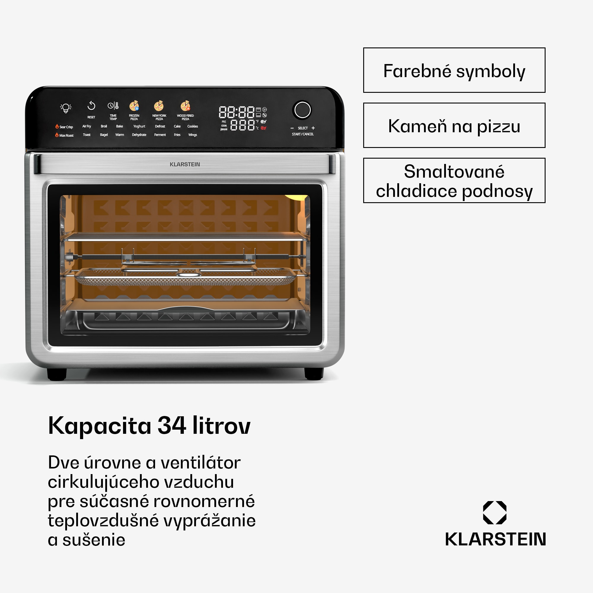 Klarstein AirGlaze Digital teplovzdušná fritéza, 2000 W, 16 programov, vrátane príslušenstva, ktoré možno umývať v umývačke riadu – Obrázok 2