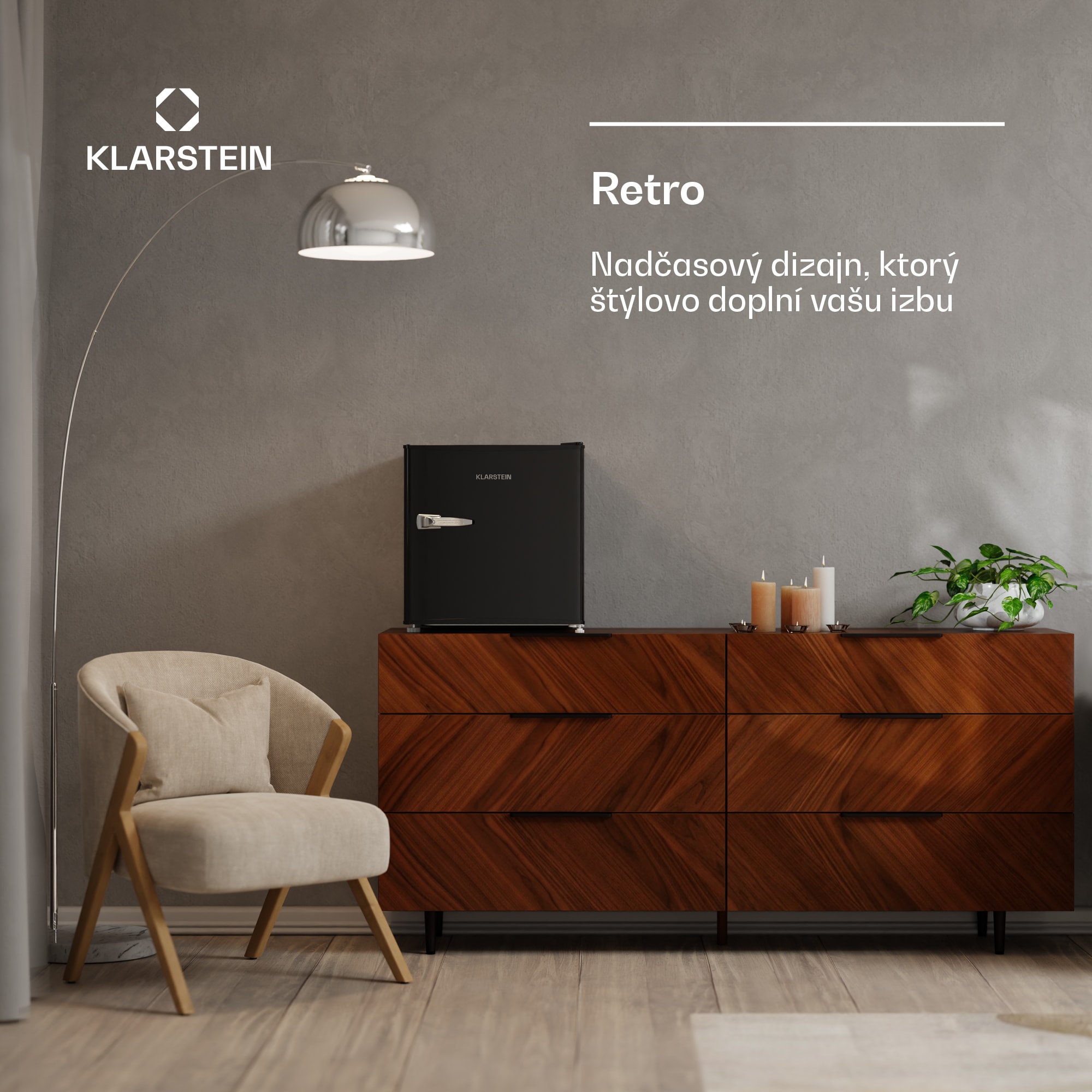 Klarstein Irene Mini chladnička, Retro, 46 l, 37 dB tichý chod, EEK D, 0-10 °C – Obrázok 3