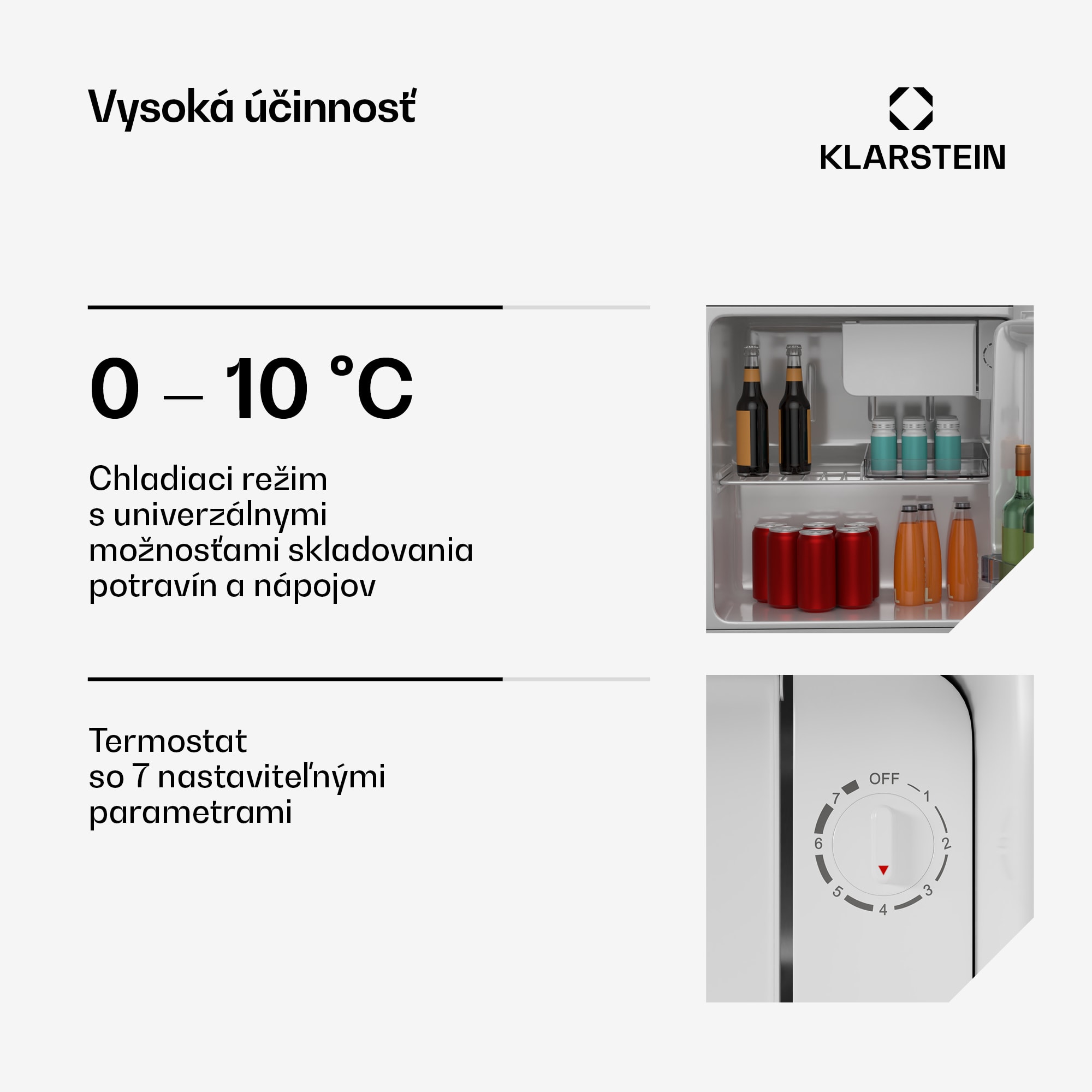 Klarstein Irene Mini chladnička, Retro, 46 l, 37 dB tichý chod, EEK D, 0-10 °C – Obrázok 4