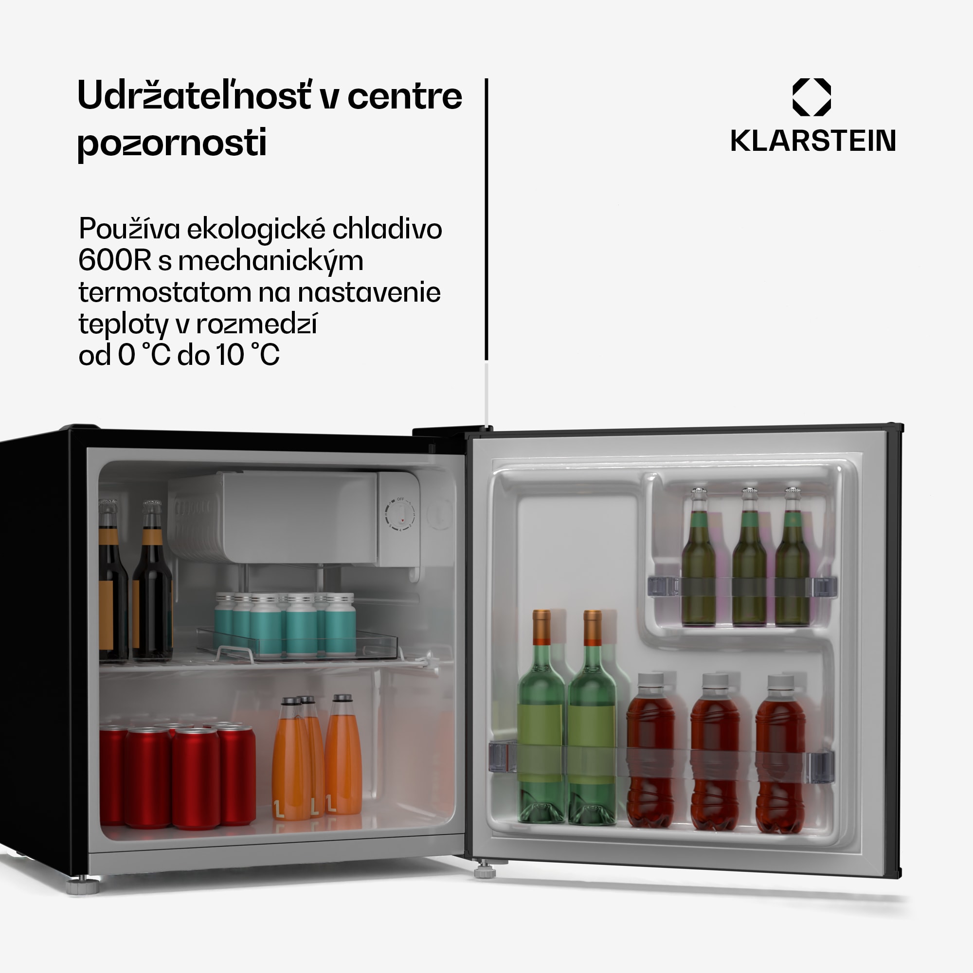 Klarstein Irene Mini chladnička, Retro, 46 l, 37 dB tichý chod, EEK D, 0-10 °C – Obrázok 5