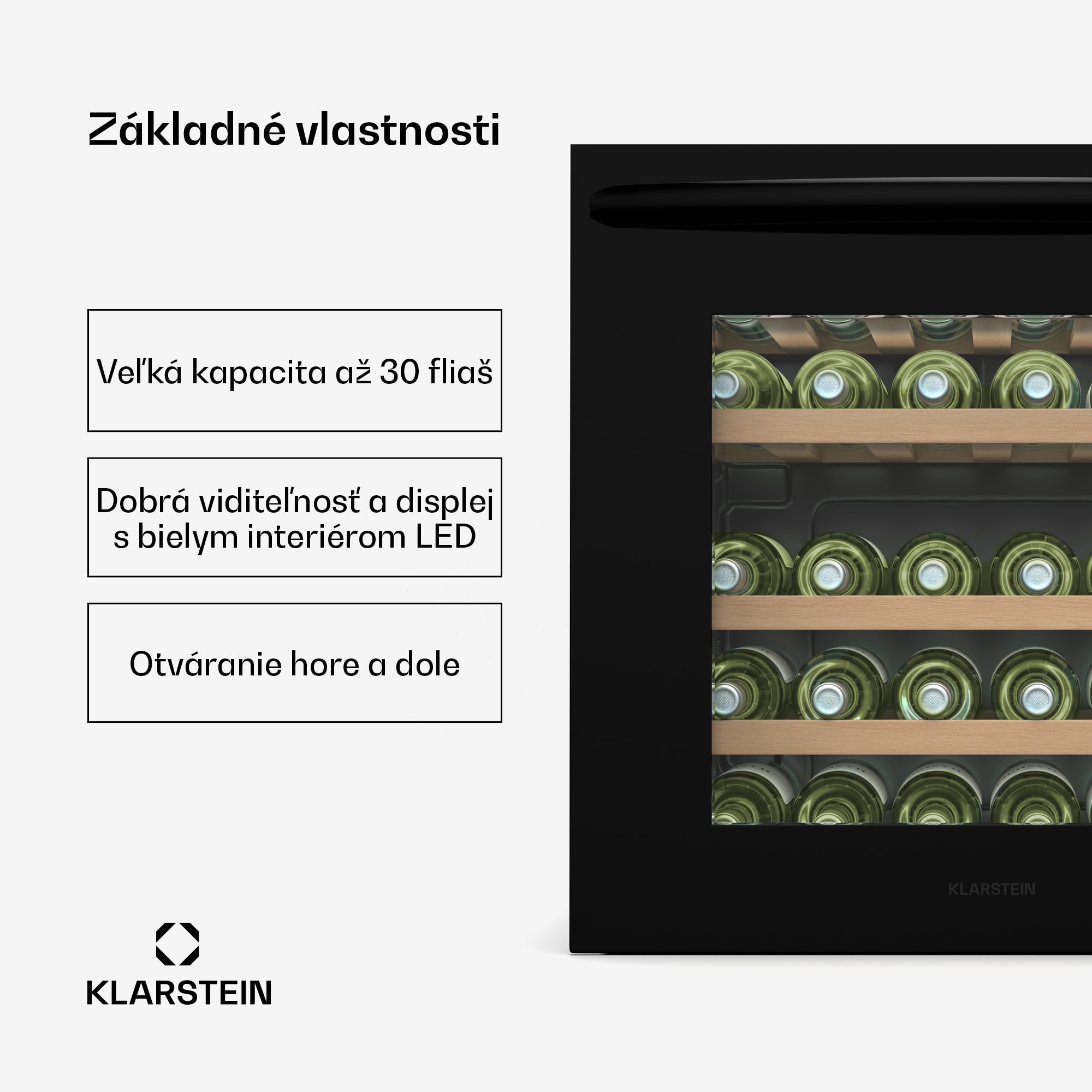 Klarstein Vinoline 30 Built-In Uno chladnička na víno, 30 fliaš, integrovateľná, LED, tichá – Obrázok 2