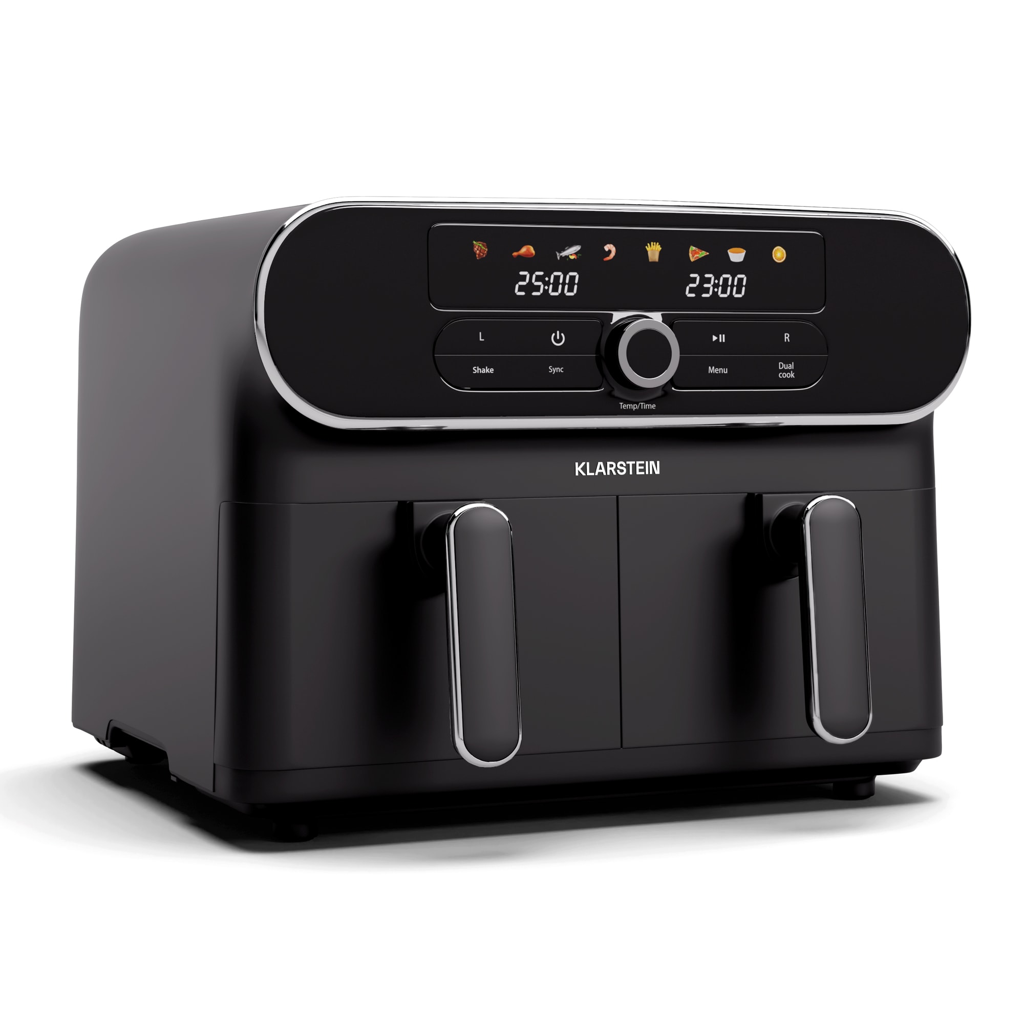 Klarstein AuraAir Color Touch teplovzdušná fritéza, 2 komory, 10 l, 1700 W, 80 - 200 °C, 8 programov