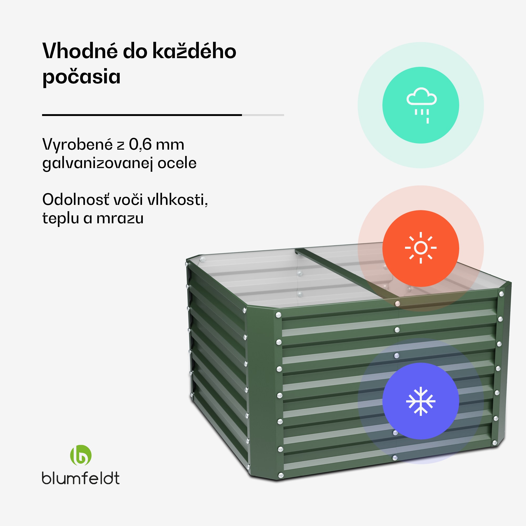Blumfeldt High Grow Straight vyvýšený záhon, 600 L, Ergonomický, Odolný voči poveternostným vplyvom, Otvorená základňa