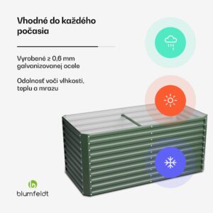 Blumfeldt High Grow Straight vyvýšený záhon, 1800 L, Ergonomický, Odolný voči poveternostným vplyvom, Otvorená základňa