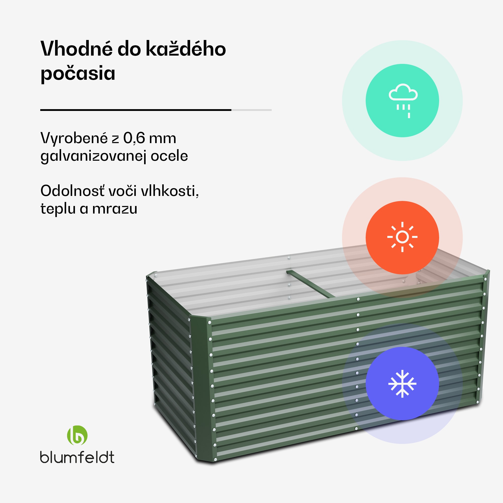 Blumfeldt High Grow Straight vyvýšený záhon, 1800 L, Ergonomický, Odolný voči poveternostným vplyvom, Otvorená základňa