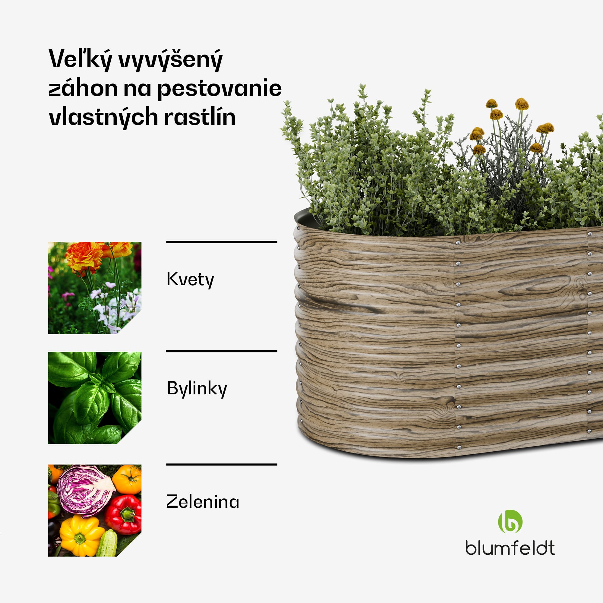 Blumfeldt High Grow vyvýšený záhon | 1 169 l | ergonomický | odolný voči poveternostným vplyvom | otvorená spodná konštrukcia | oválny – Obrázok 4