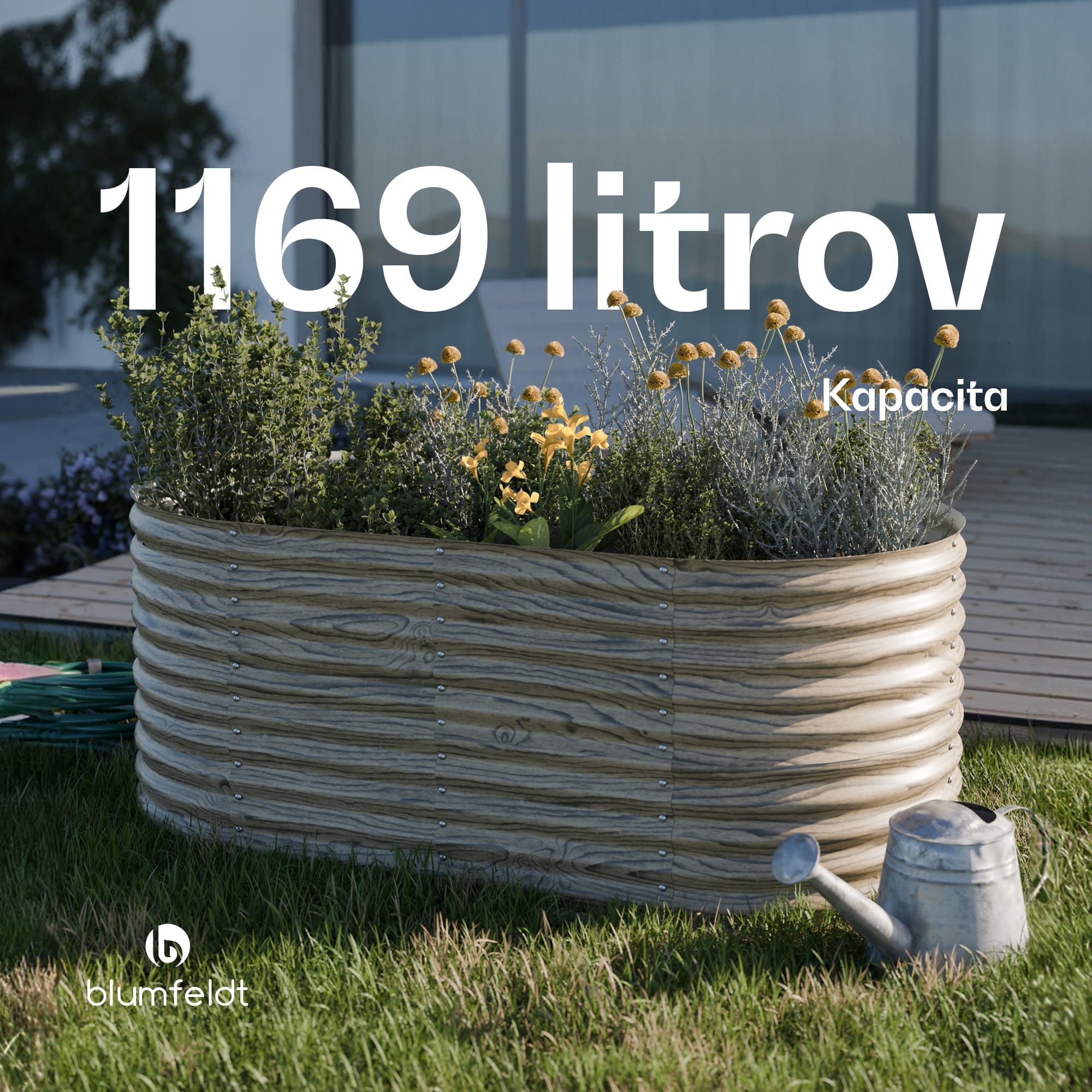 Blumfeldt High Grow vyvýšený záhon | 1 169 l | ergonomický | odolný voči poveternostným vplyvom | otvorená spodná konštrukcia | oválny – Obrázok 5