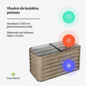 Blumfeldt High Grow Straight vyvýšený záhon, 432 L, Ergonomický, Odolný voči poveternostným vplyvom, Otvorená základňa