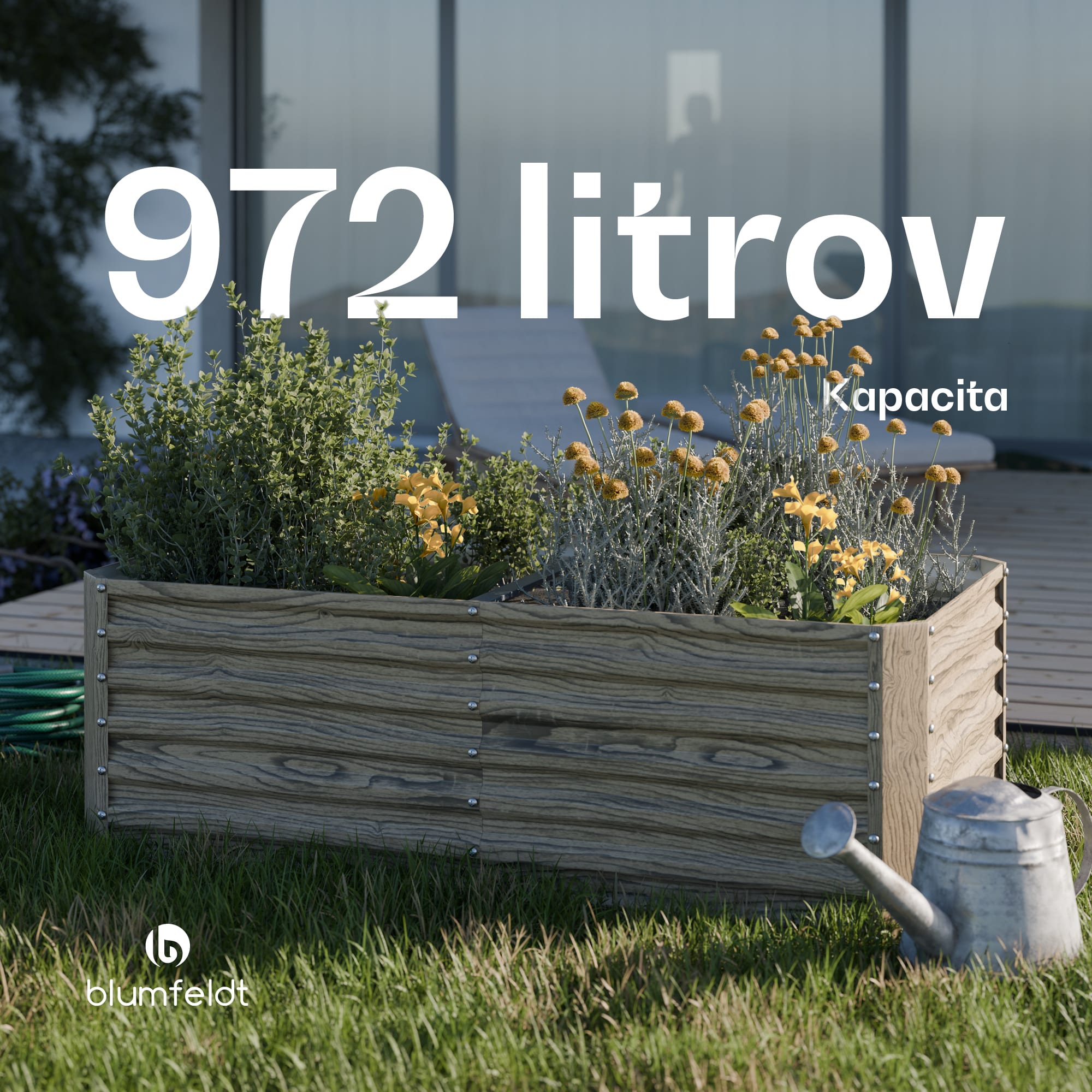 Blumfeldt High Grow Straight vyvýšený záhon, 972 L, Ergonomický, Odolný voči poveternostným vplyvom, Otvorená základňa – Obrázok 5