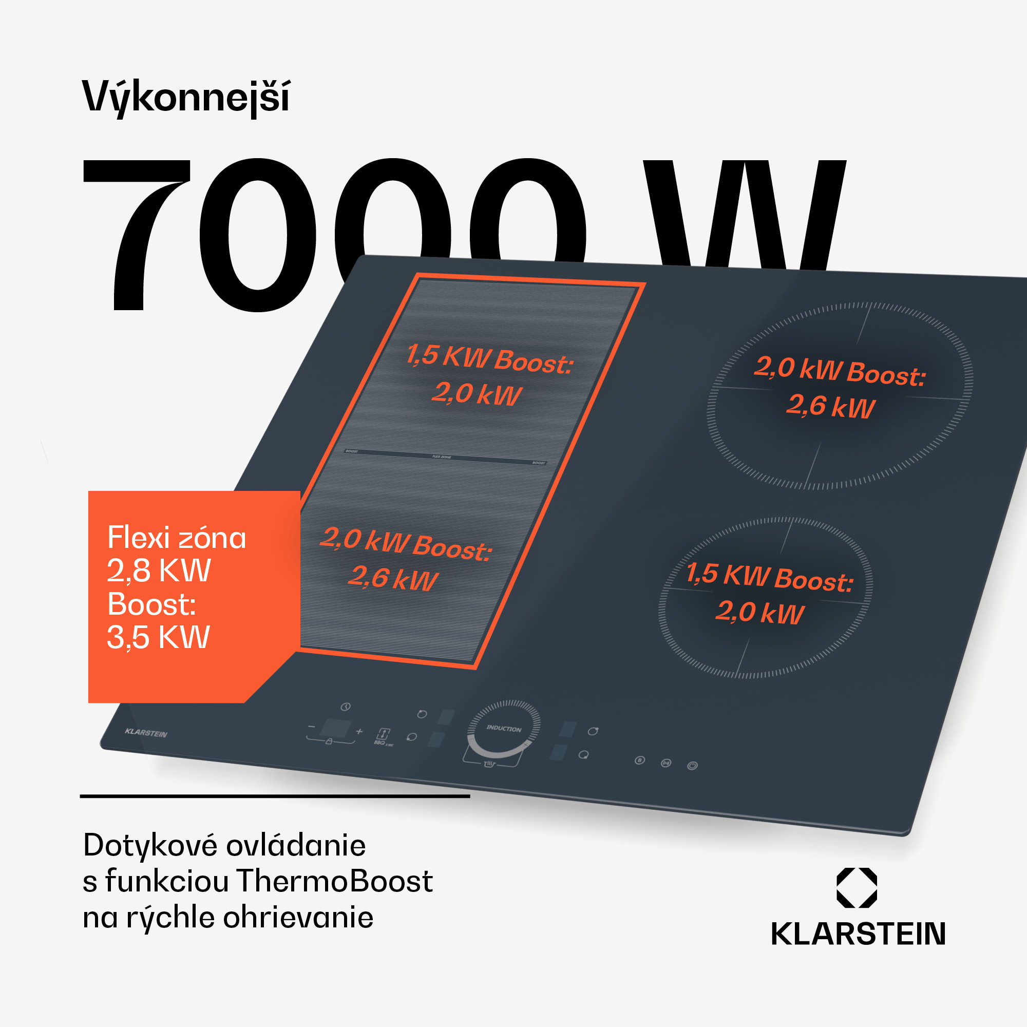 Klarstein Delicatessa 60 Hybrid vstavaná indukčná varná doska, 7000 W, Flexi zóna, Booster, Indukcia – Obrázok 3