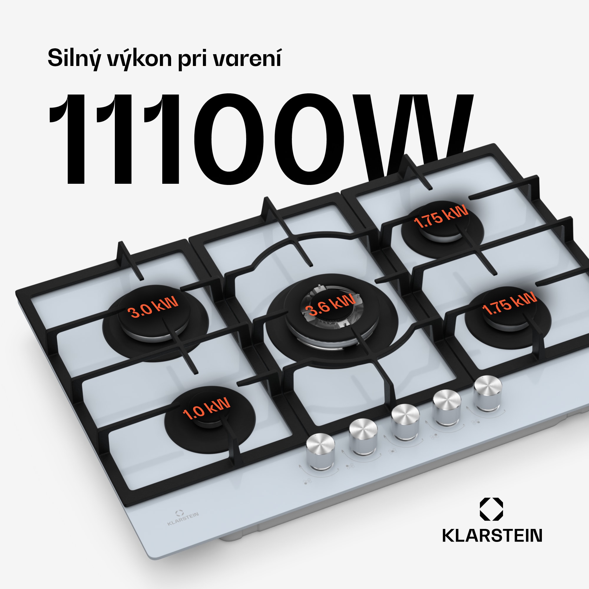 Klarstein Ignito 5-zónová plynová varná doska, 5 Horákov, elektr. zapaľovanie, Wok, na skvapalnený alebo zemný plyn – Obrázok 2