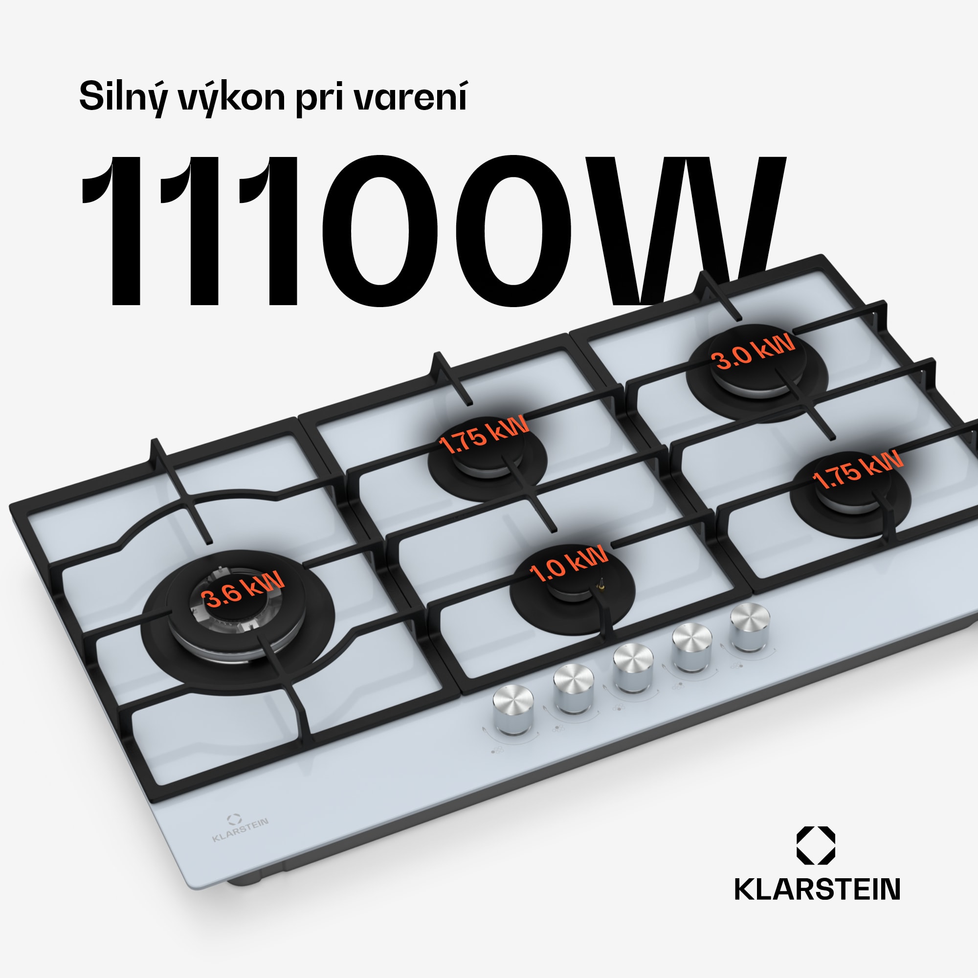 Klarstein Ignito Chef Edition plynová varná doska, 5 Horákov, elektr. zapaľovanie, Wok, na skvapalnený alebo zemný plyn