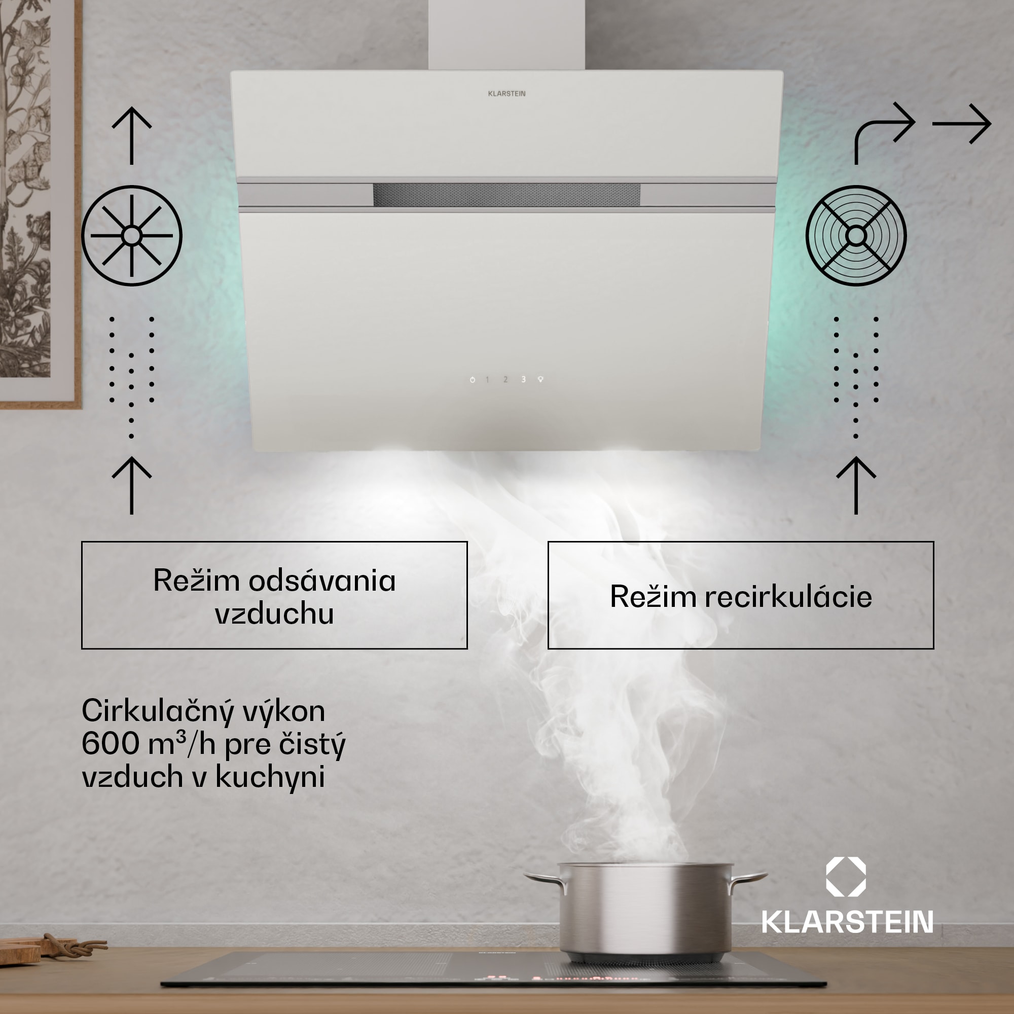 Klarstein Alina odsávač pár | 60 cm | 600 m³/h | Tichý | EEK A – Obrázok 2