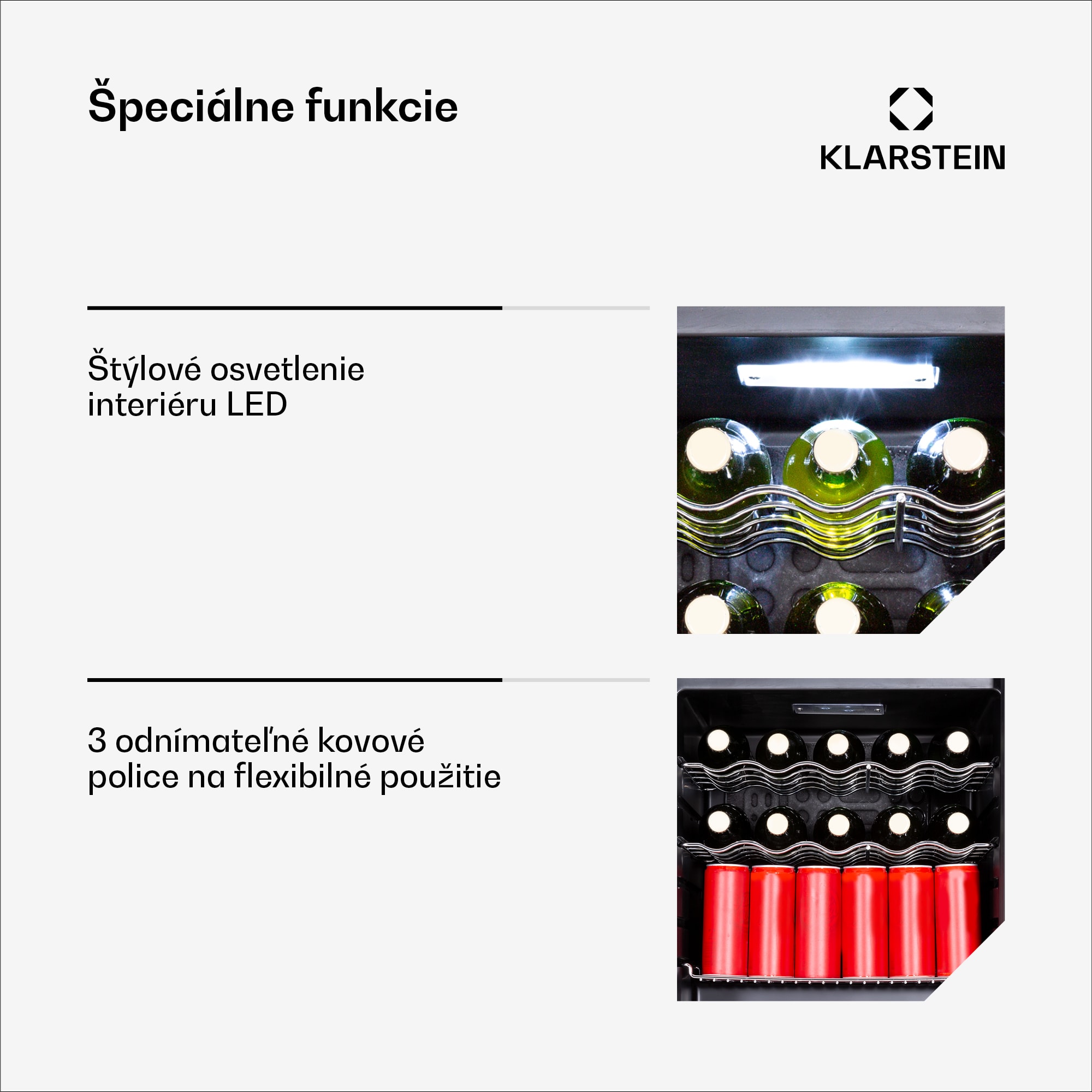 Klarstein Chladnička Coachella 60 Smart, Wifi, LED, 3 police, Podsvietenie, EEK E – Obrázok 5