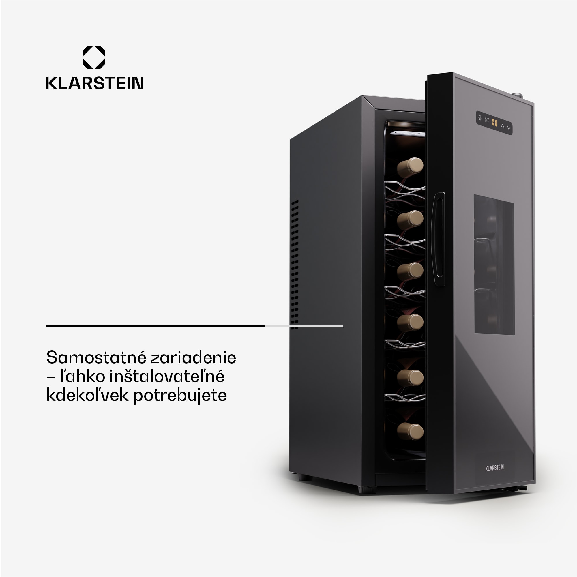 Klarstein Silent Vino 12 Uno Slim Chladnička na víno 31 l / 12 fliaš 8-18 °C Dotyková – Obrázok 3