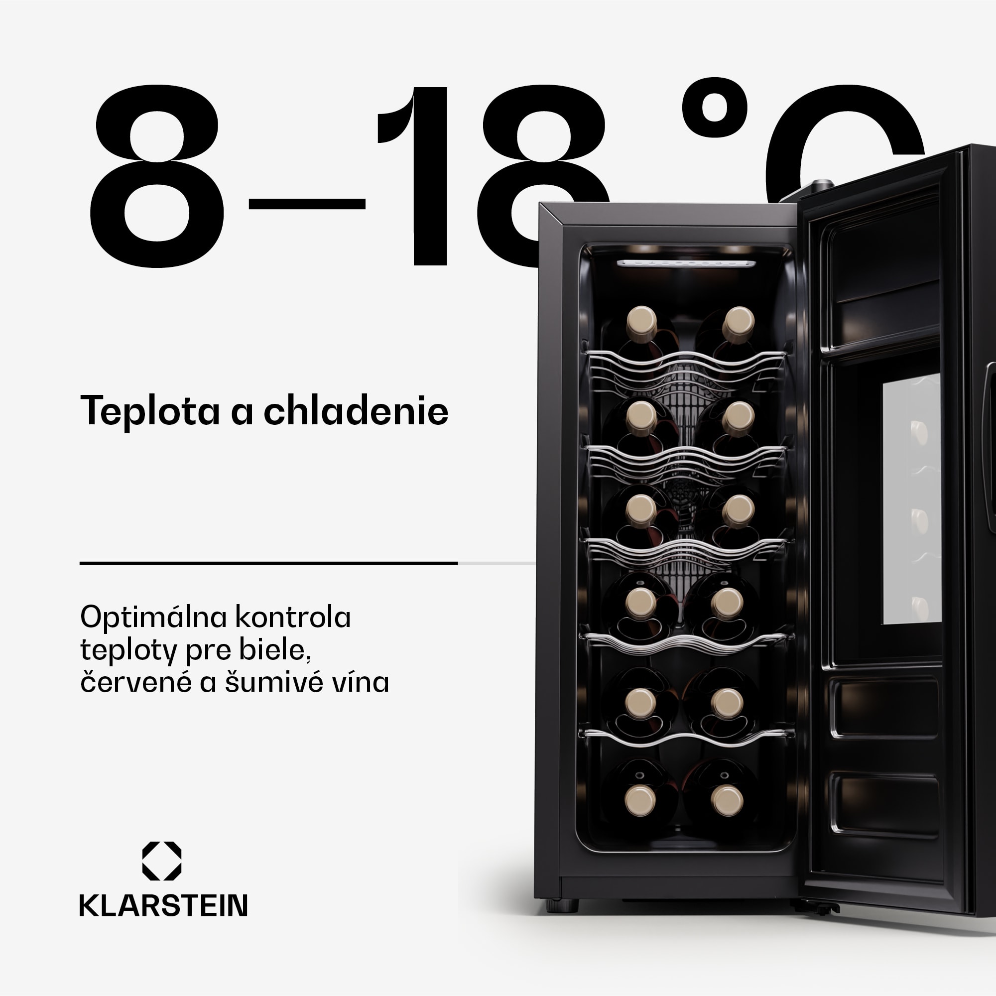 Klarstein Silent Vino 12 Uno Slim Chladnička na víno 31 l / 12 fliaš 8-18 °C Dotyková – Obrázok 4