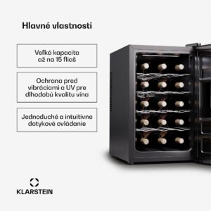 Klarstein Silent Vino 15 Uno Chladnička na víno 41 l / 15 fliaš 5-18 °C Dotyková