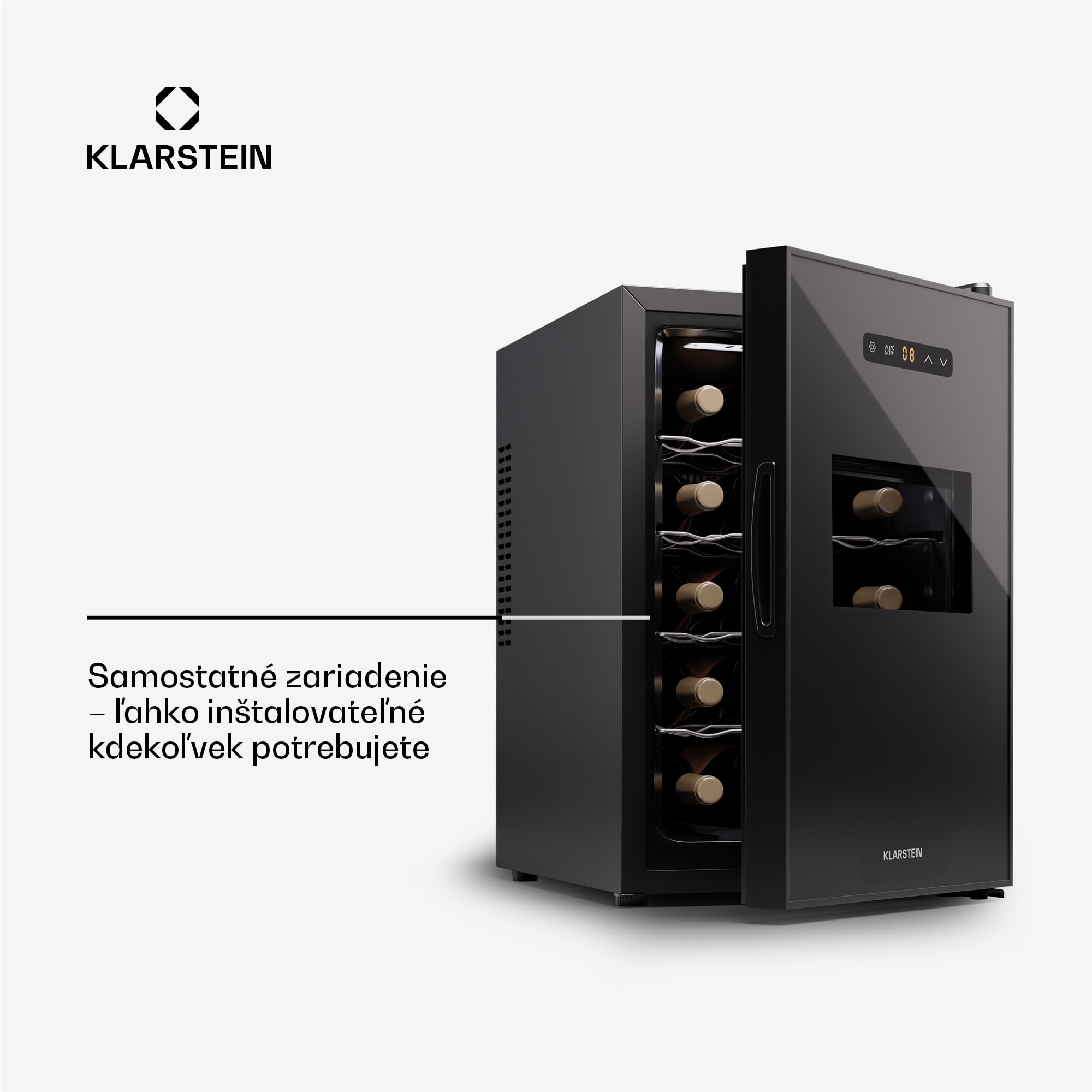Klarstein Silent Vino 15 Uno Chladnička na víno 41 l / 15 fliaš 5-18 °C Dotyková – Obrázok 2