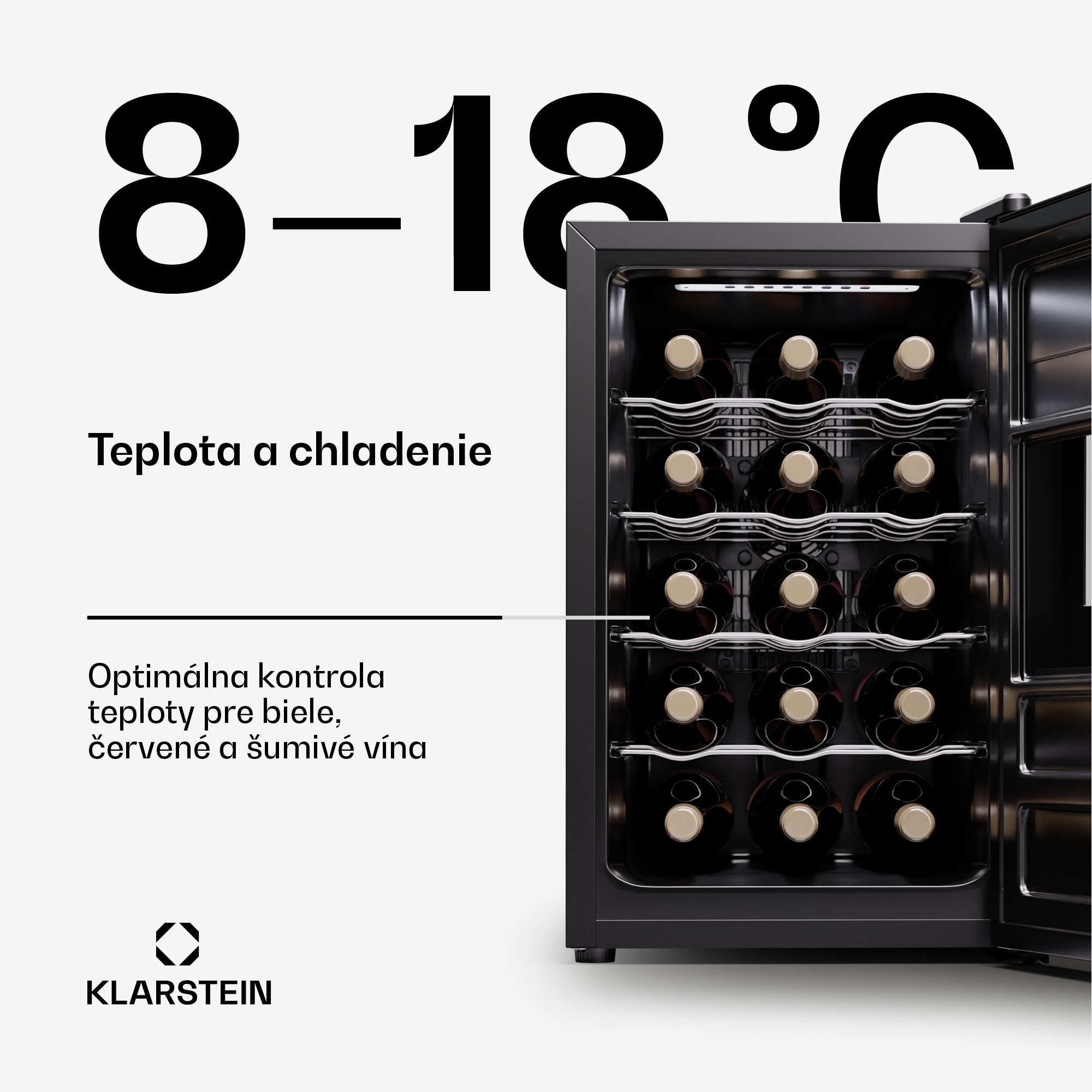 Klarstein Silent Vino 15 Uno Chladnička na víno 41 l / 15 fliaš 5-18 °C Dotyková – Obrázok 3