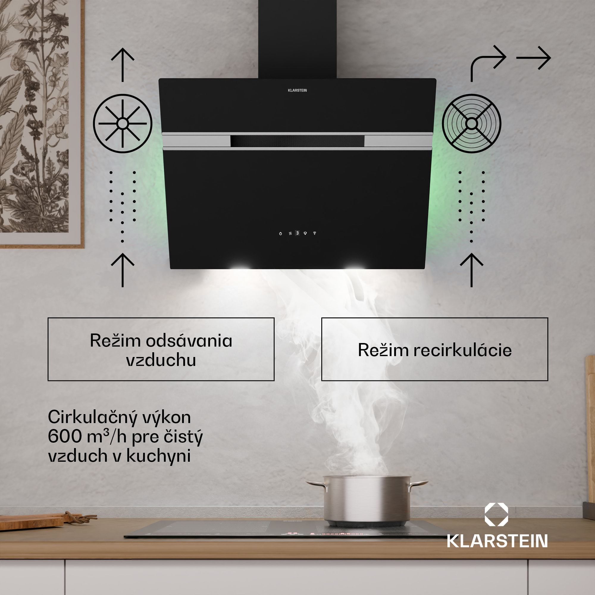 Klarstein Alina digestor | 60 cm | Smart | 600 m³/h | Tichý | EEK A – Obrázok 2