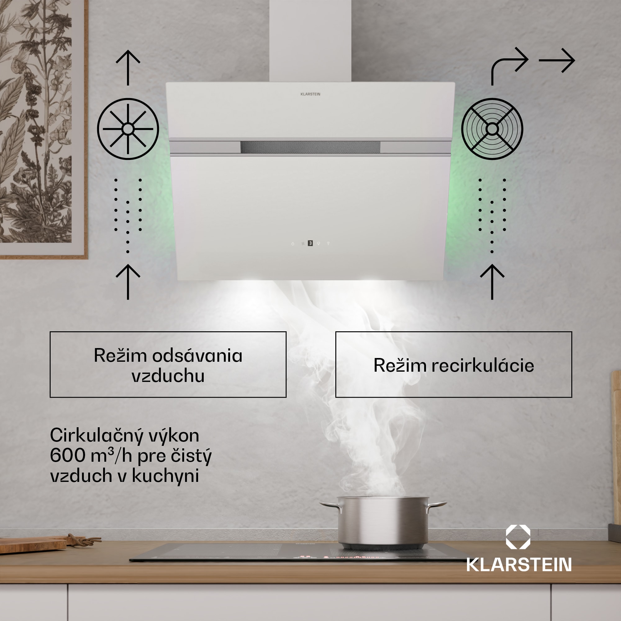 Klarstein Alina digestor | 60 cm | Smart | 600 m³/h | Tichý | EEK A