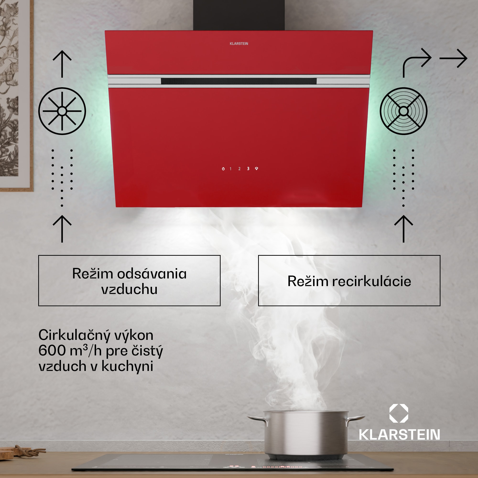 Klarstein Alina odsávač pár | 60 cm | 600 m³/h | Tichý | EEK A – Obrázok 2