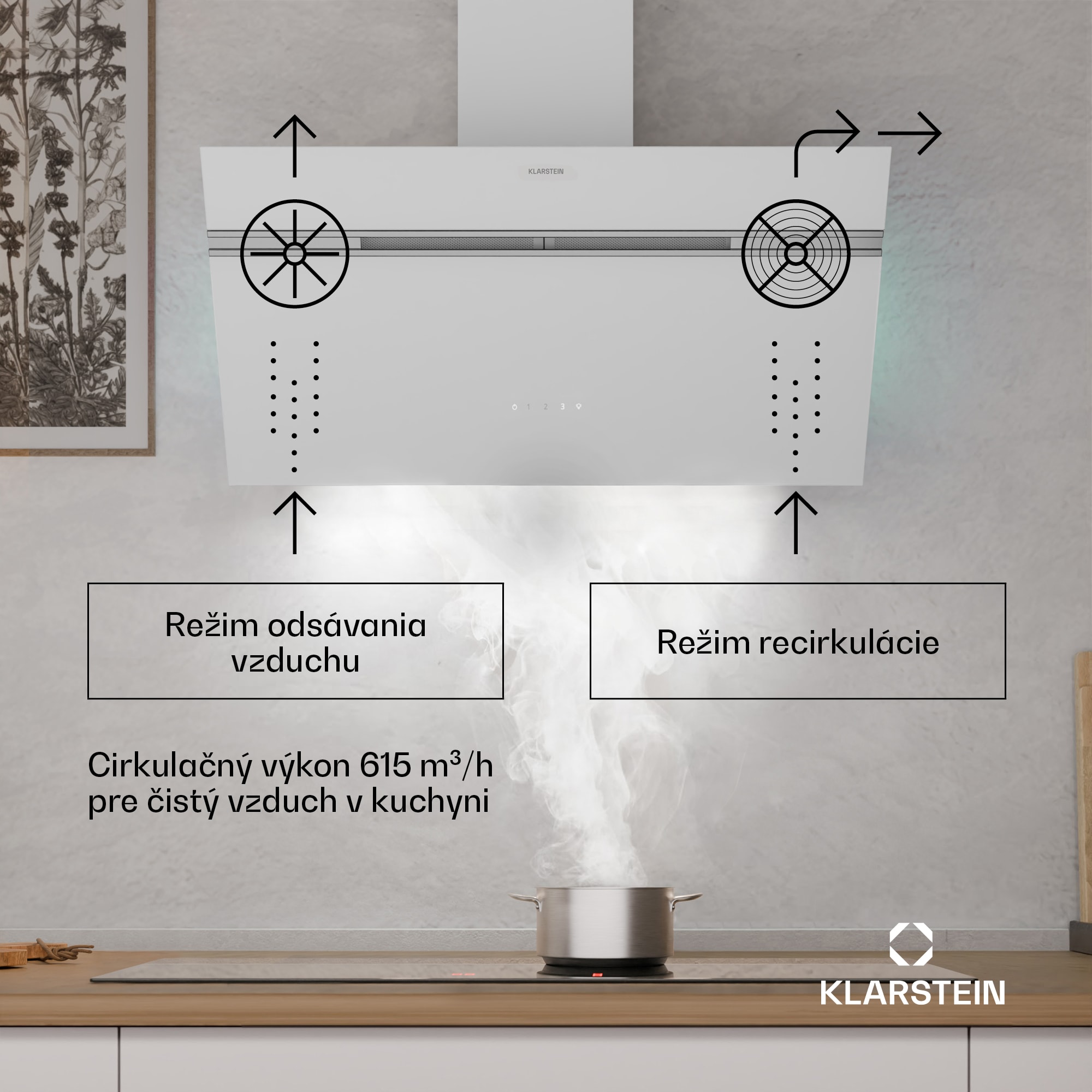 Klarstein Alina digestor | 80 cm | 615 m³/h | Tichý | EEK A – Obrázok 2