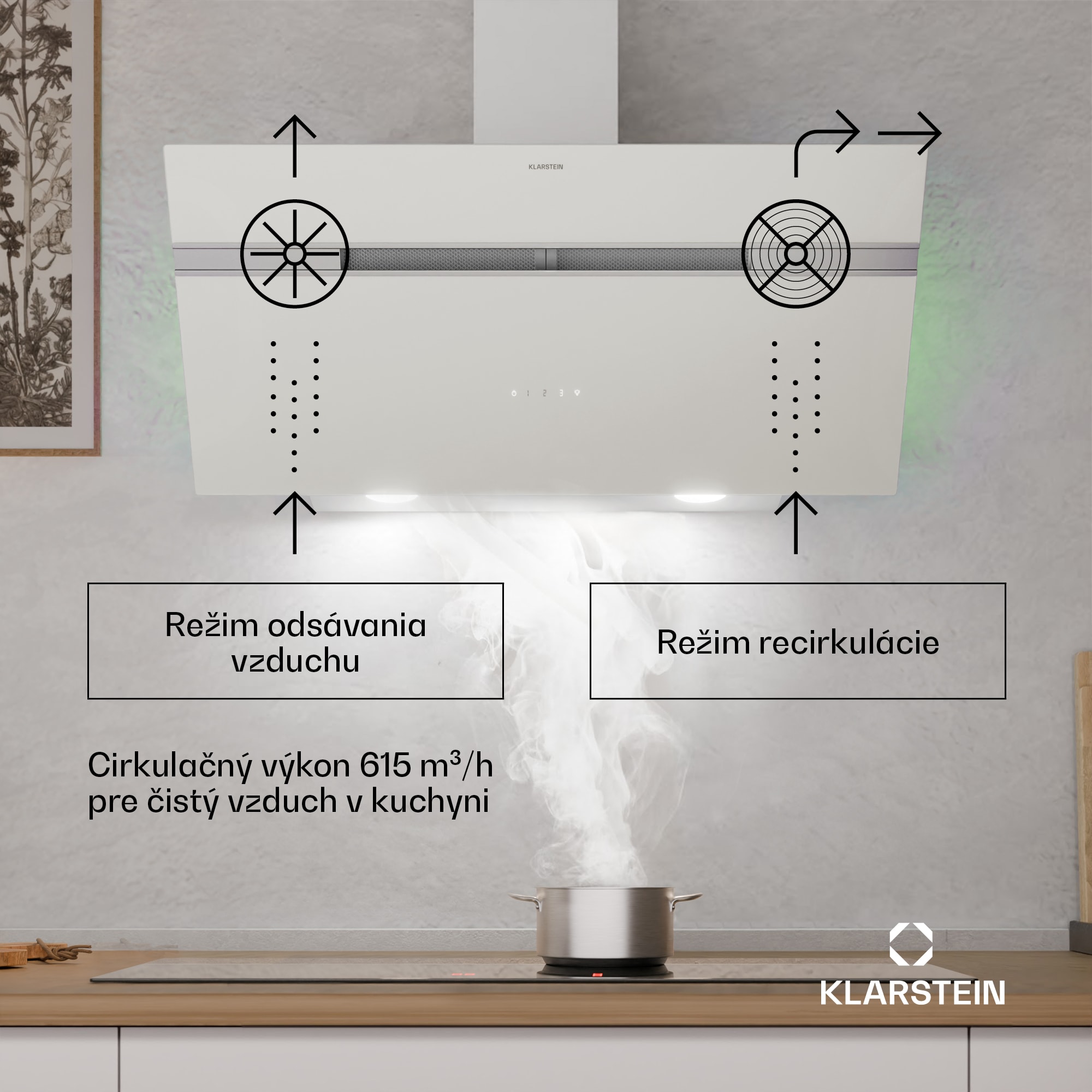 Klarstein Alina odsávač pár | 90 cm | 615 m³/h | Tichý | EEK A – Obrázok 2