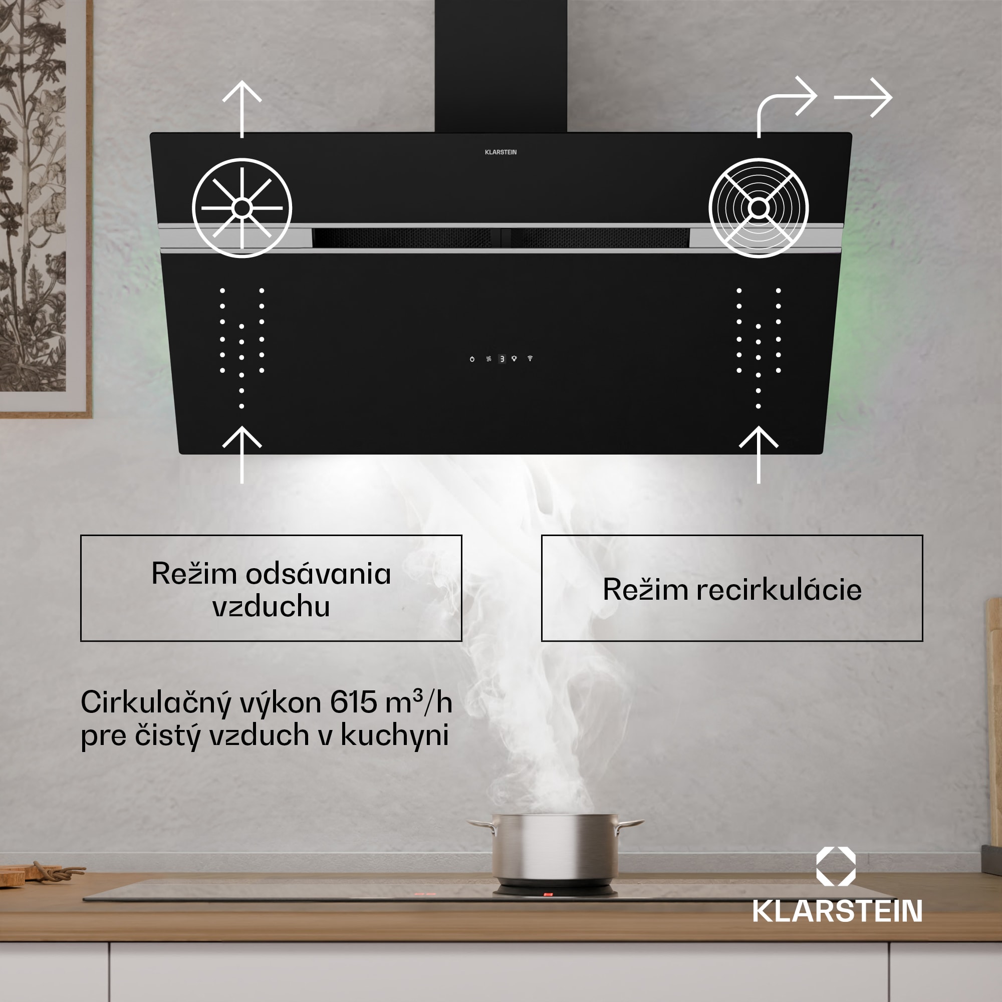 Klarstein Alina digestor | 90 cm | Smart | 615 m³/h | Tichý | EEK A – Obrázok 2