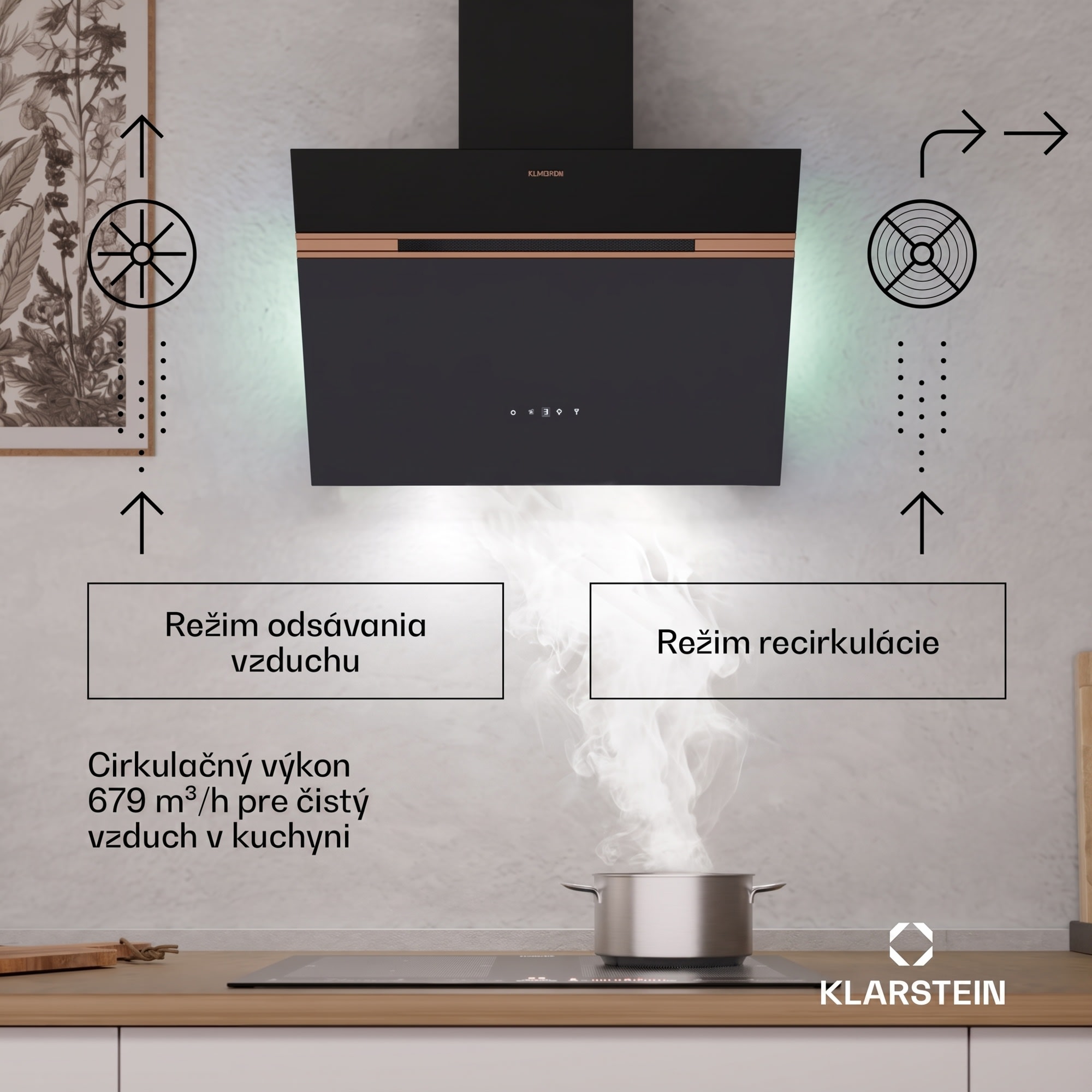 Klarstein Alina digestor | 60 cm | 680 m³/h | Tichý | EEK A++ – Obrázok 2