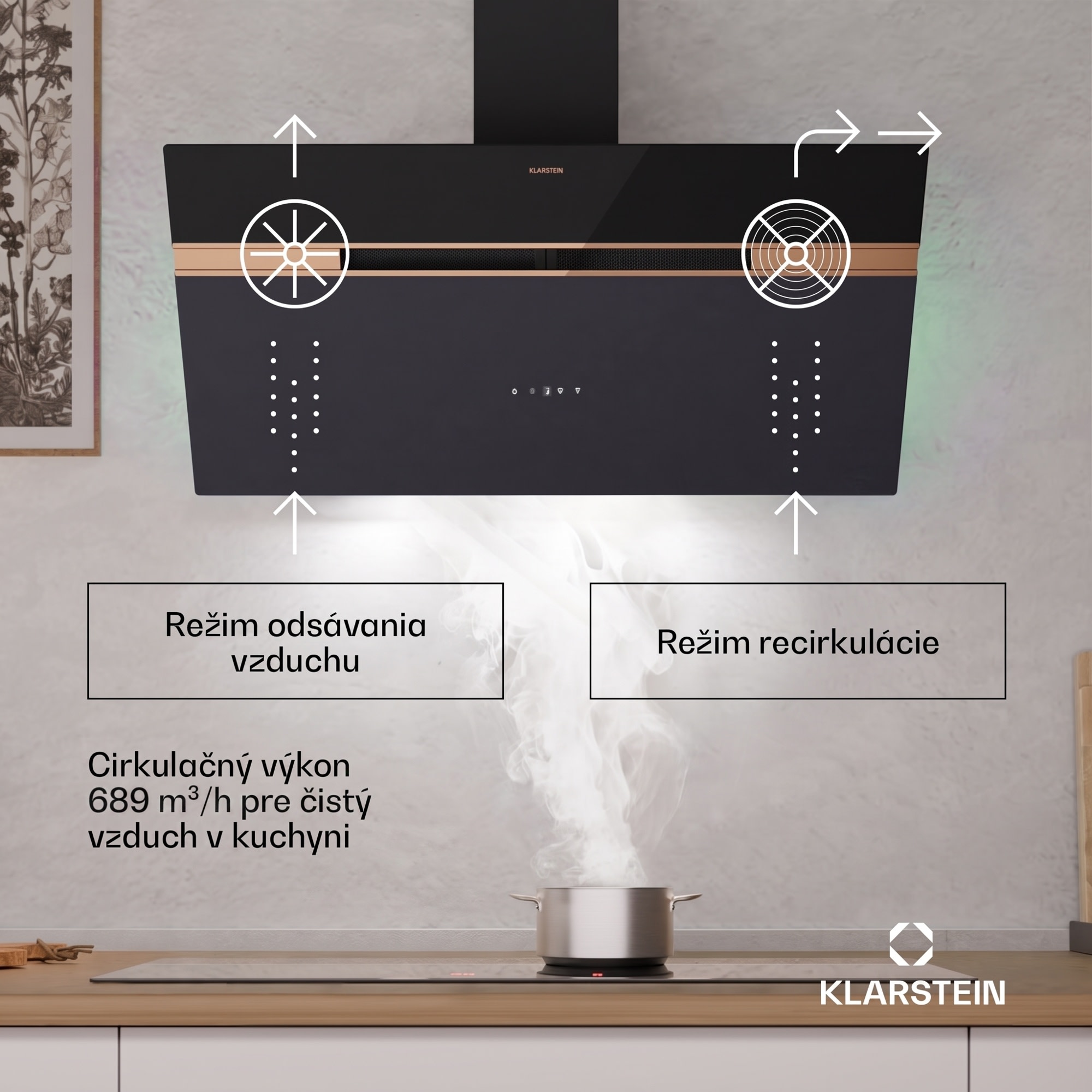 Klarstein Alina digestor | 90 cm | 690 m³/h | Tichý | EEK A++ – Obrázok 2