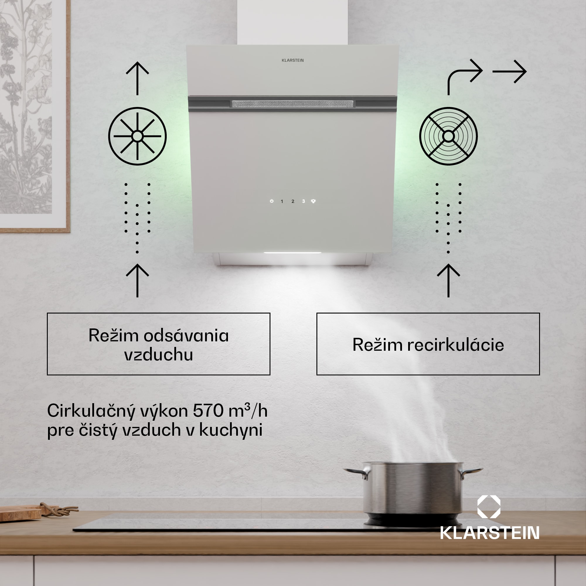 Klarstein Alina digestor | 40 cm | 570 m³/h | Tichý | EEK A – Obrázok 2