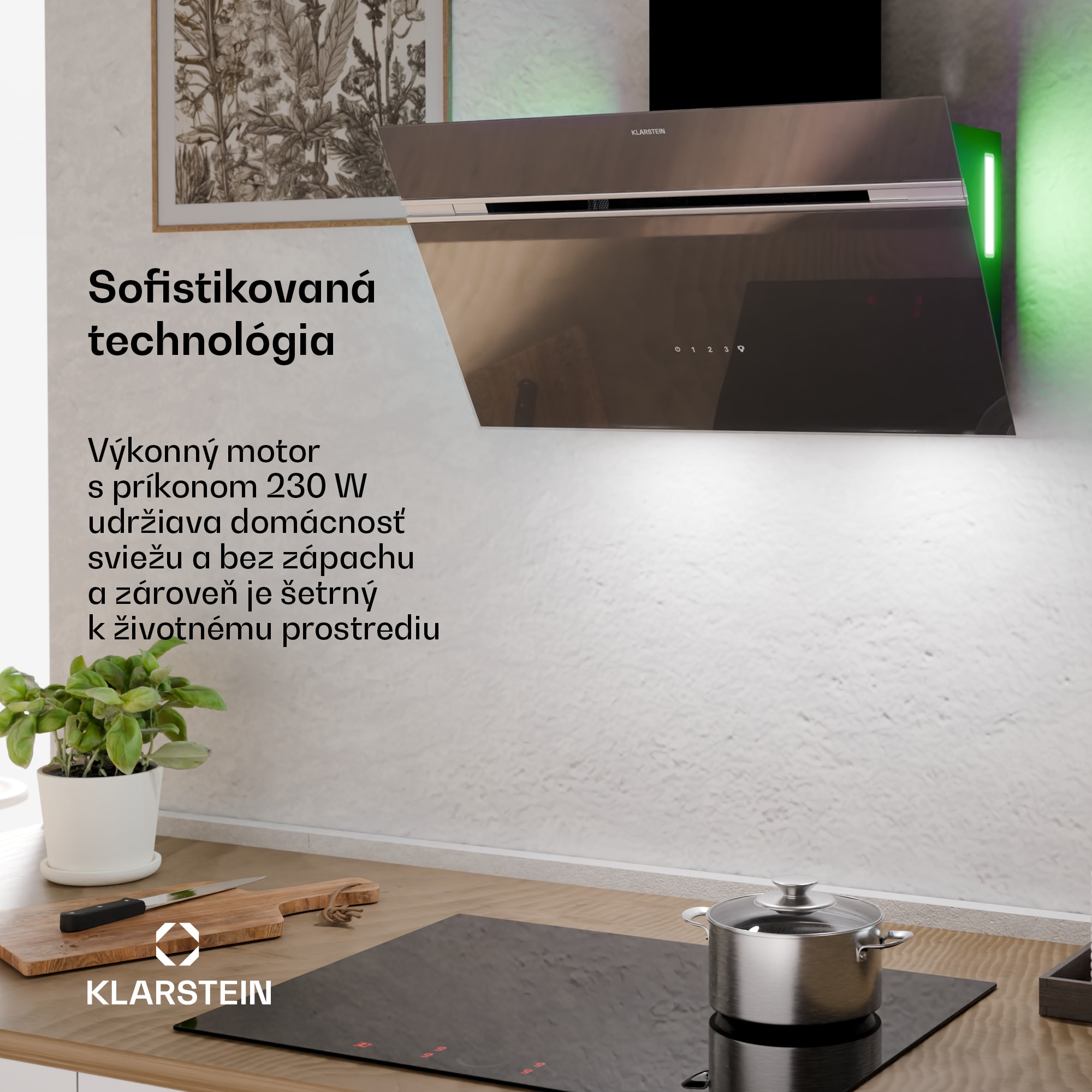 Klarstein Alina digestor | 70 cm | 600 m³/h | Tichý | EEK A – Obrázok 2