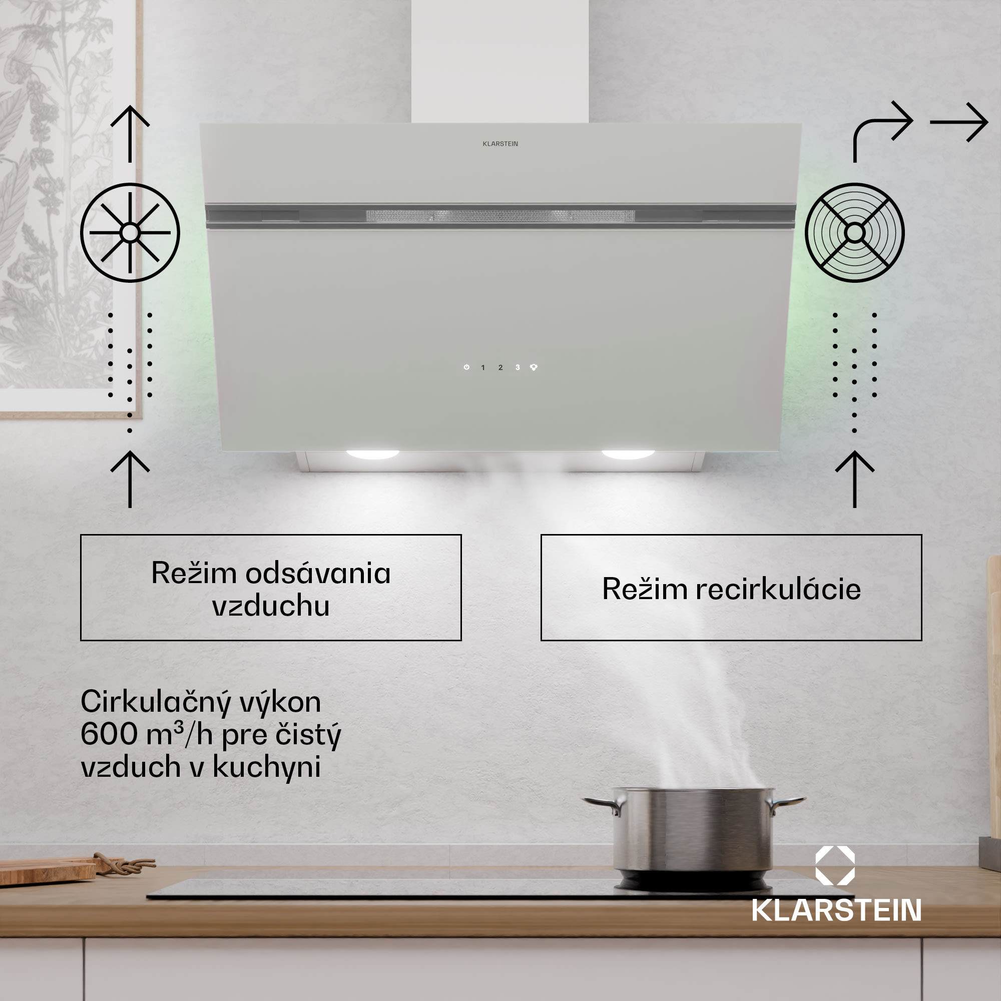 Klarstein Alina digestor | 70 cm | 600 m³/h | Tichý | EEK A – Obrázok 2