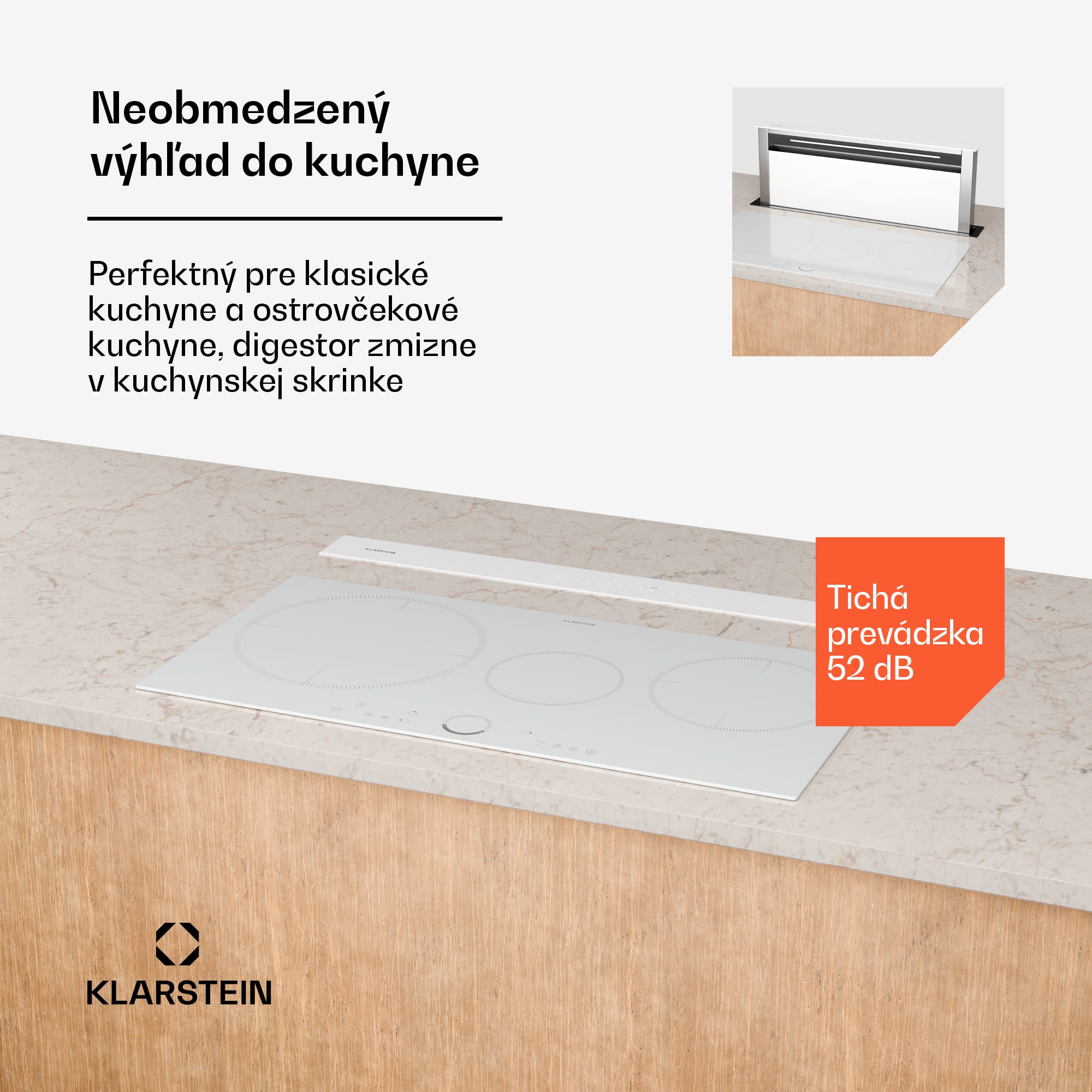 Klarstein Royal Flush Eco digestor, Výsuvný, 714 m³/h, Boost, Dotykové ovládanie, EEK A++ – Obrázok 2