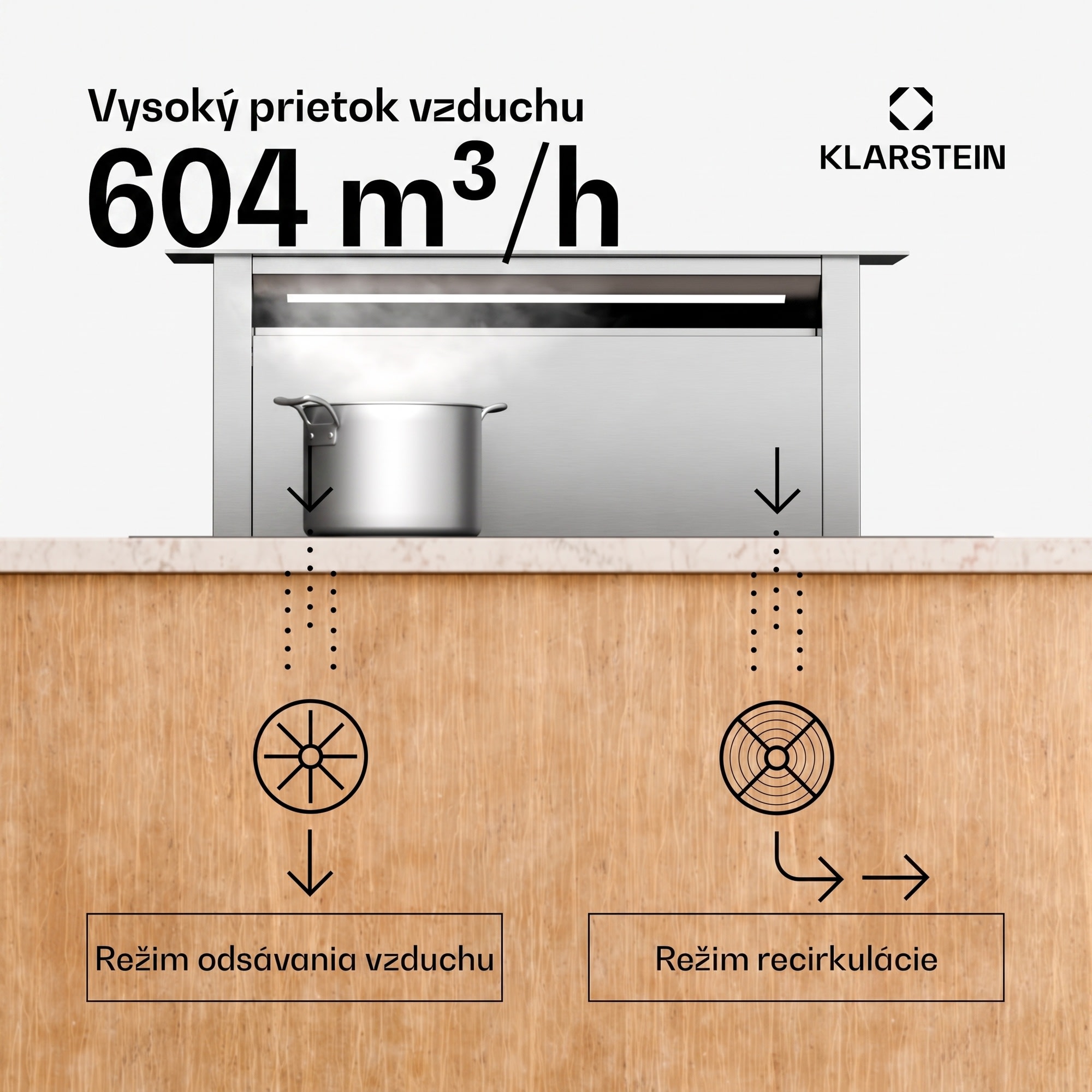 Klarstein Royal Flush Eco digestor, Výsuvný, 604 m³/h, Boost, Dotykové ovládanie, EEK A++ – Obrázok 2