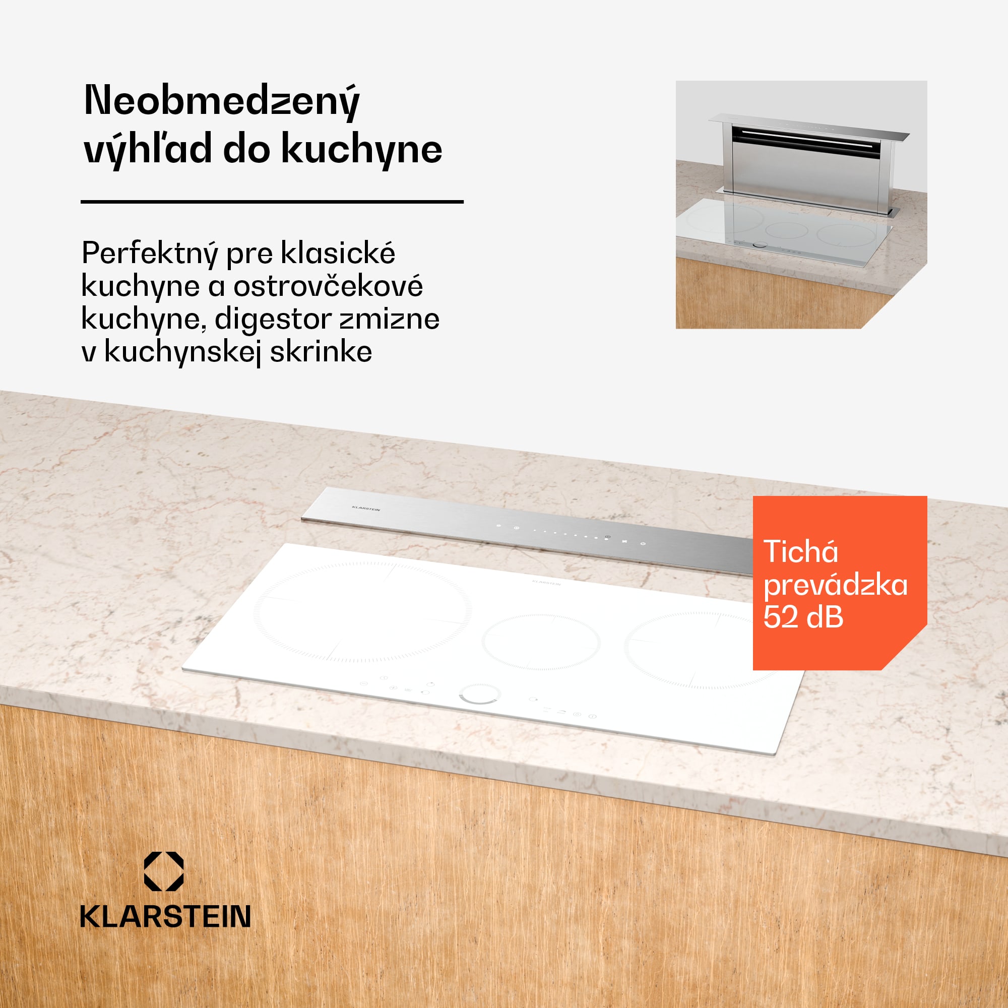 Klarstein Royal Flush Eco digestor, Výsuvný, 604 m³/h, Boost, Dotykové ovládanie, EEK A++ – Obrázok 3