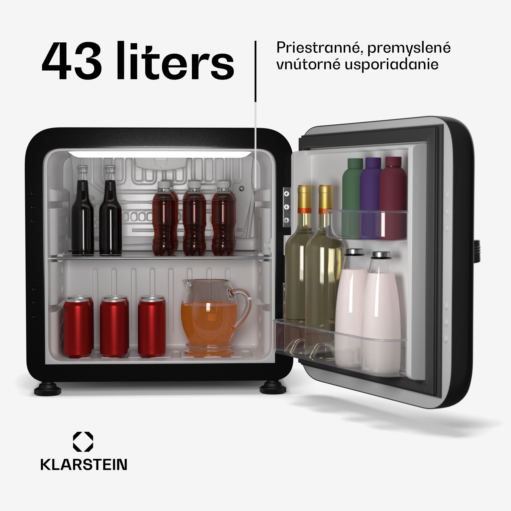 Klarstein Audrey Evo mini chladnička, 43 l, retro dizajn, tichá, kompaktná, 3 farby – Obrázok 2