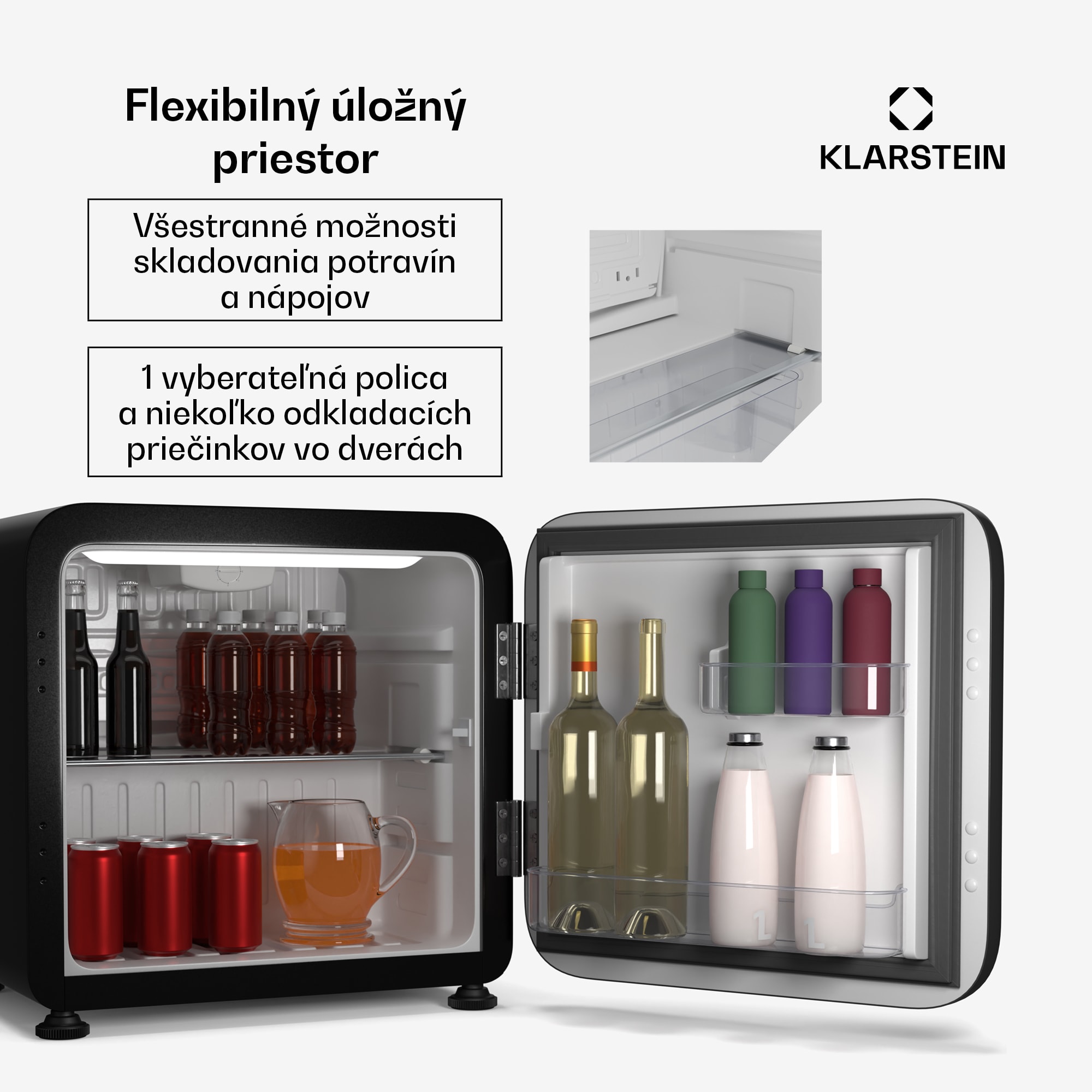 Klarstein Audrey Evo mini chladnička, 43 l, retro dizajn, tichá, kompaktná, 3 farby – Obrázok 5