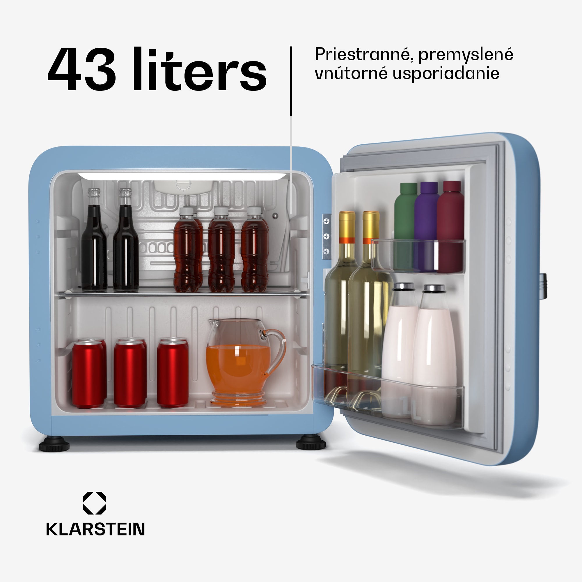 Klarstein Audrey Evo mini chladnička, 43 l, retro dizajn, tichá, kompaktná, 3 farby – Obrázok 2