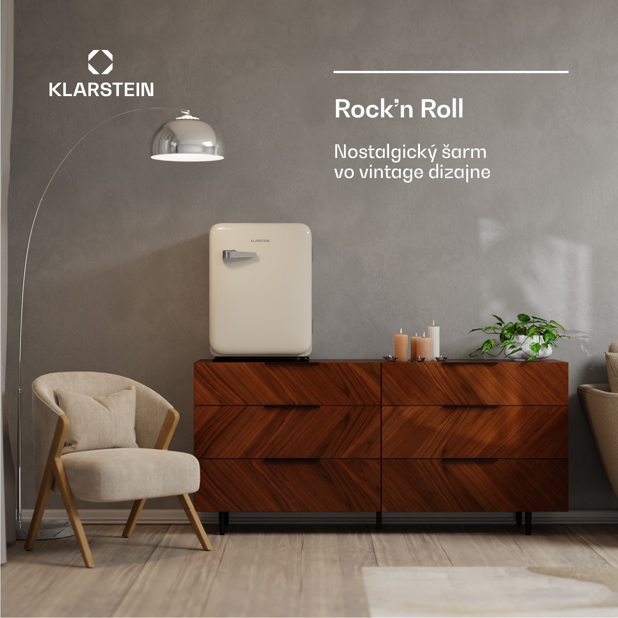 Klarstein Audrey Evo mini chladnička, 68 l, retro dizajn, tichá, kompaktná, 3 farby – Obrázok 3
