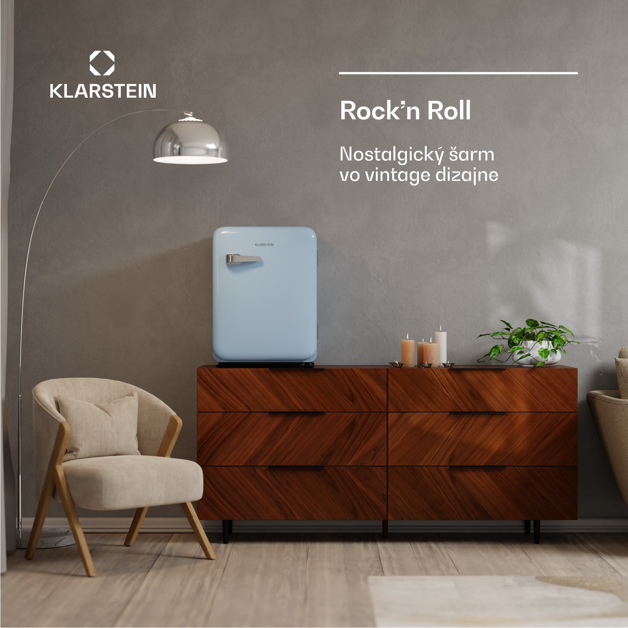 Klarstein Audrey Evo mini chladnička, 68 l, retro dizajn, tichá, kompaktná, 3 farby – Obrázok 3