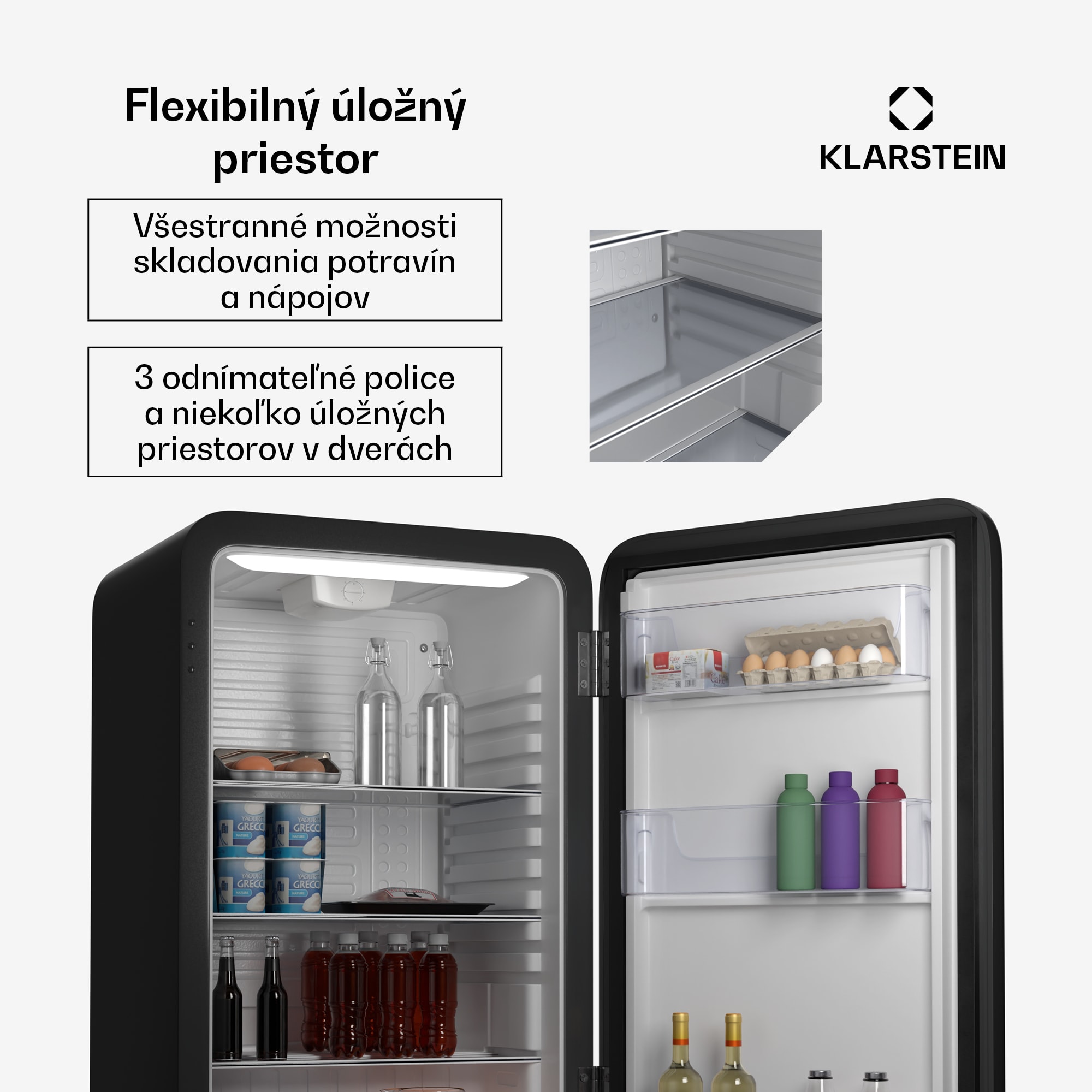 Klarstein Audrey Evo chladnička, 112 l, retro dizajn, tichá, kompaktná, 3 farby – Obrázok 5