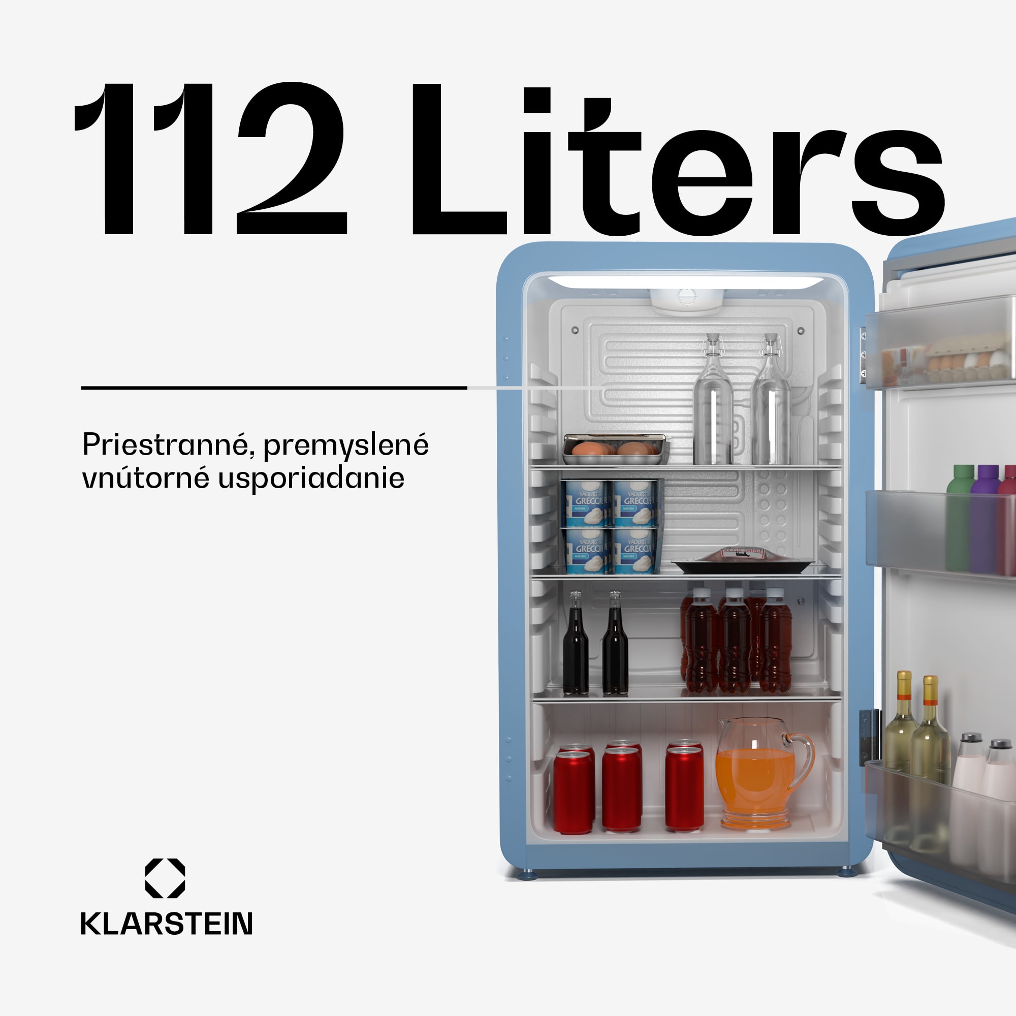 Klarstein Audrey Evo chladnička, 112 l, retro dizajn, tichá, kompaktná, 3 farby – Obrázok 2